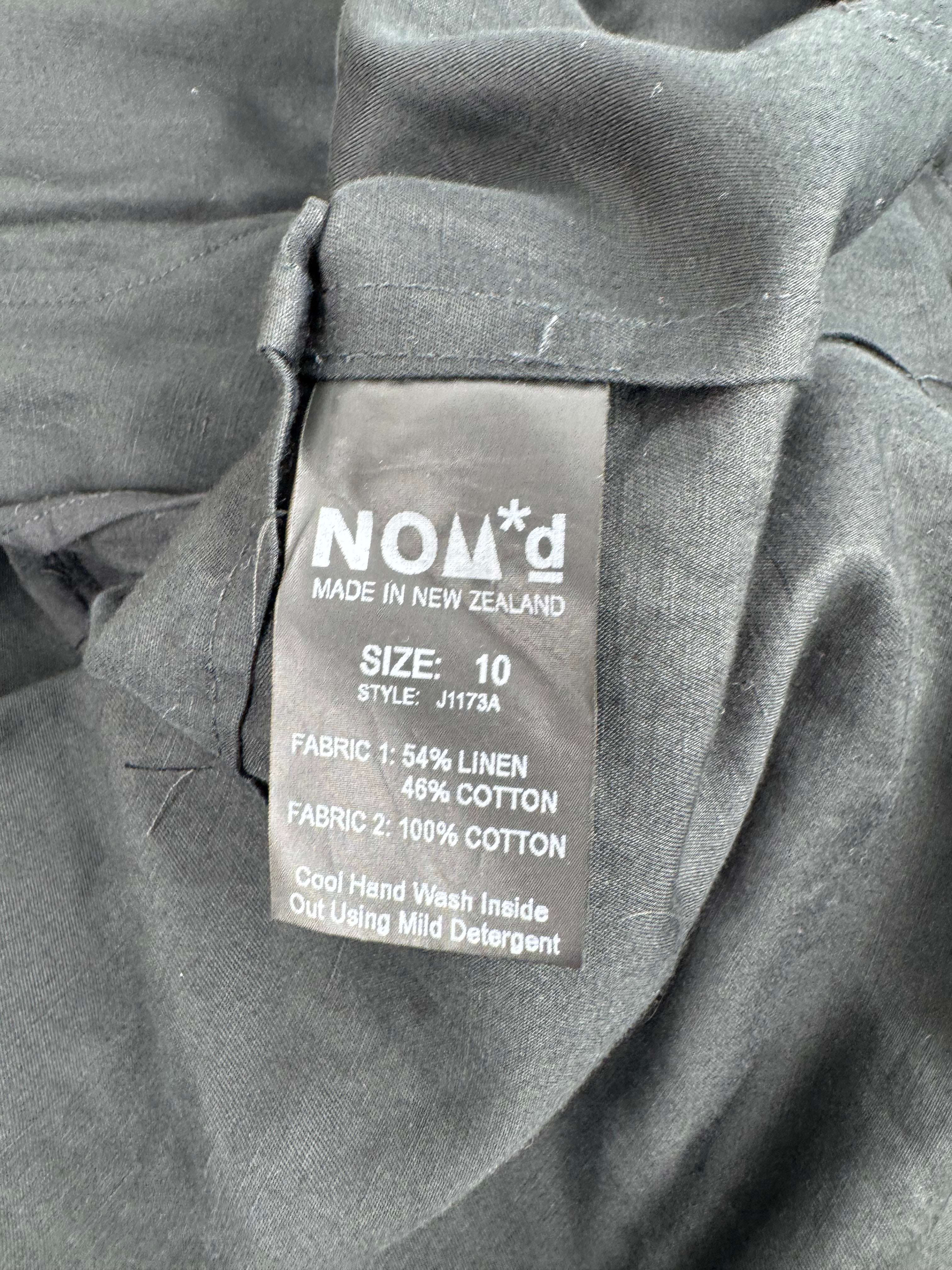 Nom*d Black Linen & Cotton Blend Shirt Jacket - AU10