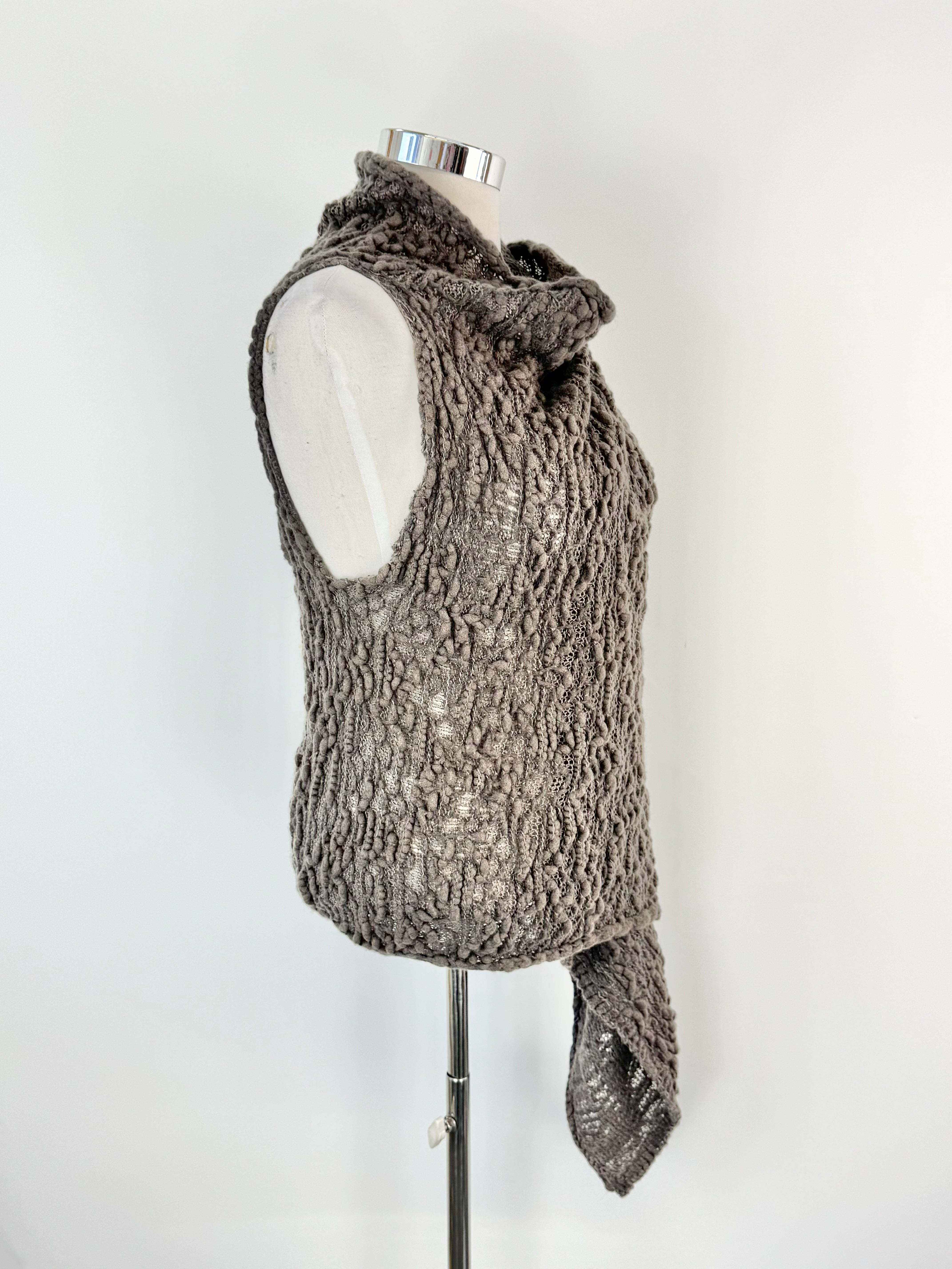 Sara Pacini Ash Grey Textured Knit Vest - AU8/10/12