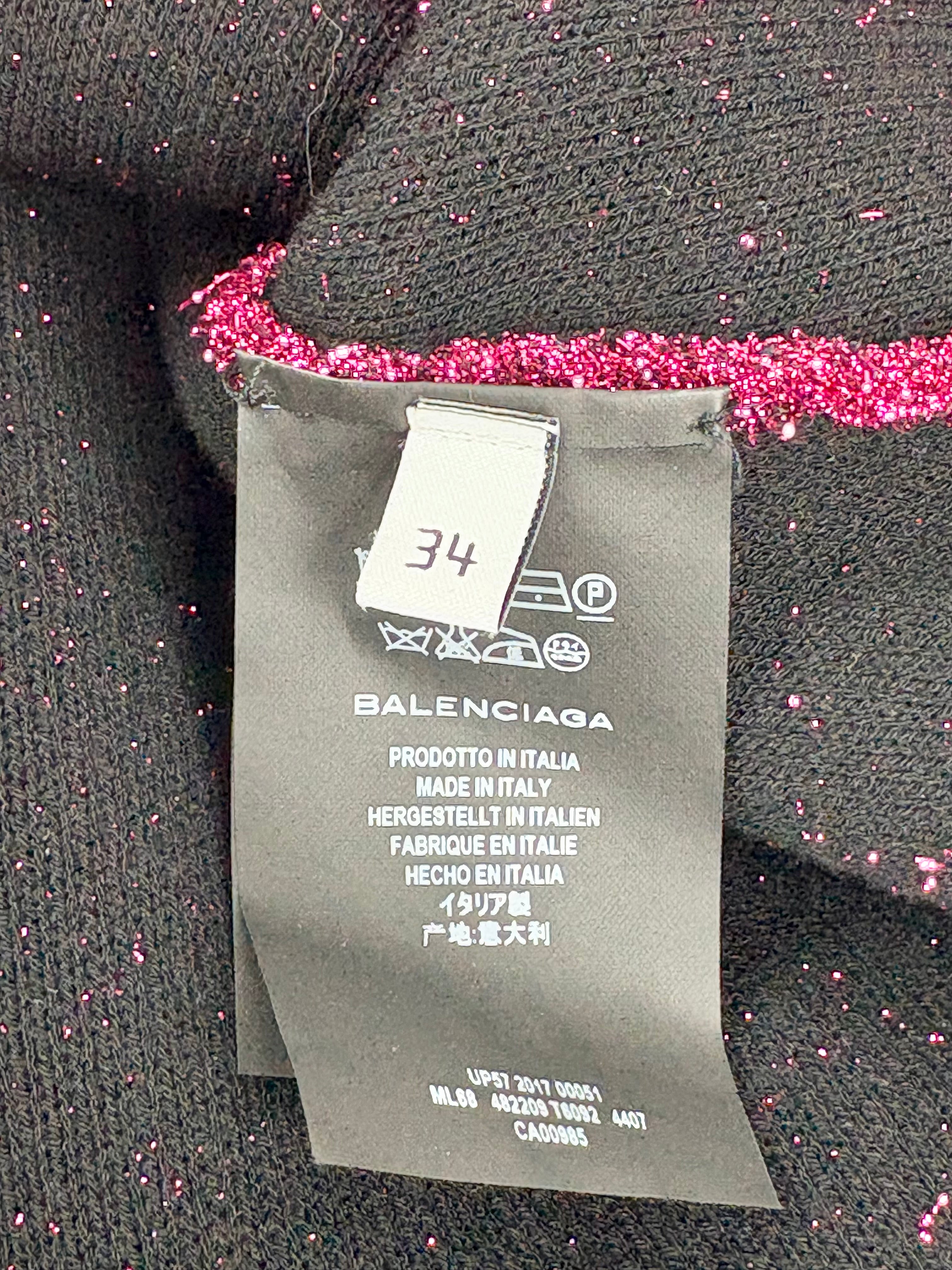 Balenciaga Raspberry Metallic-Glitter Asymmetric Sweater - AU6/8