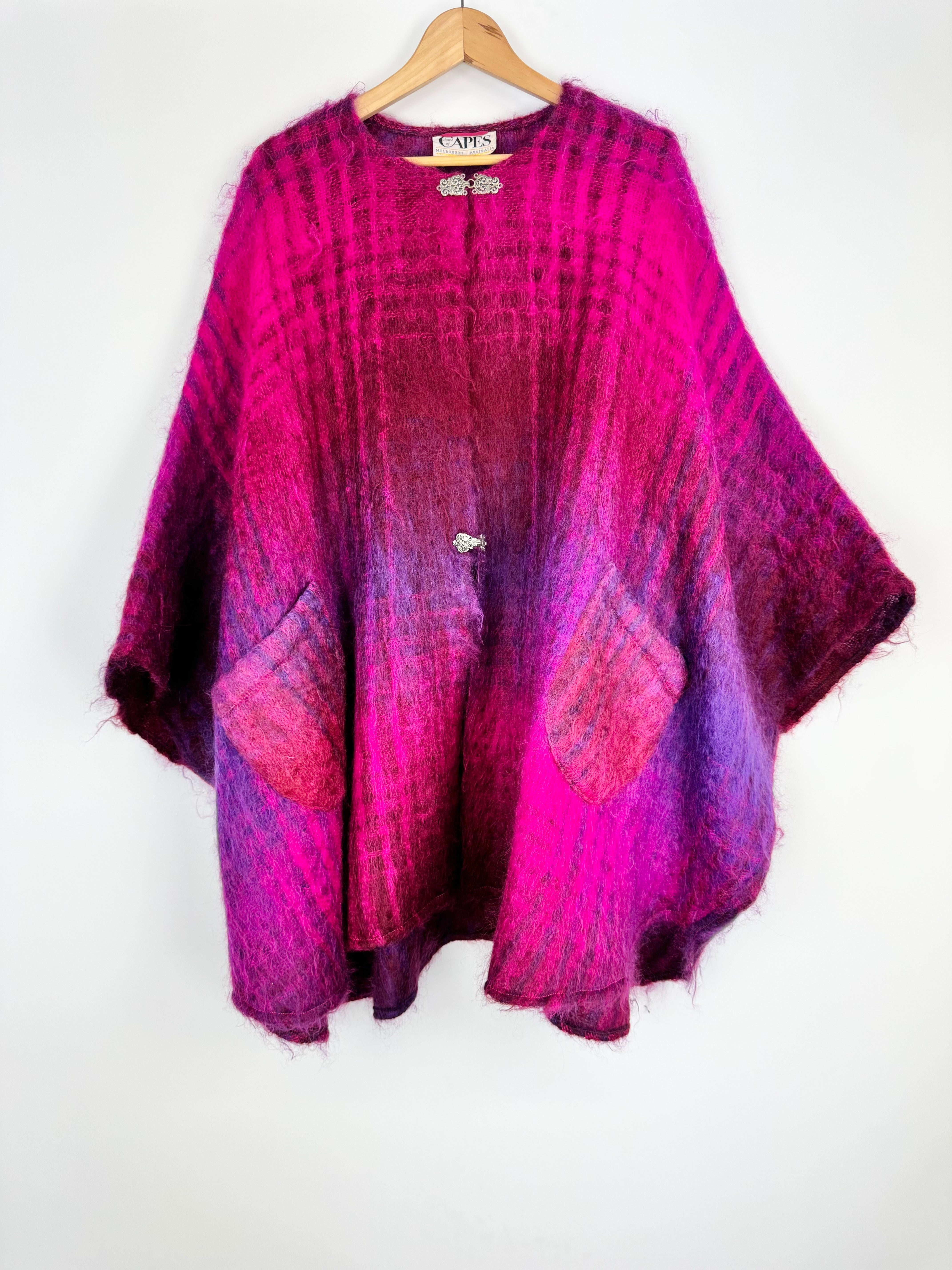 House of Capes Hot Pink & Purple Ornate Silver Fastened Cape
