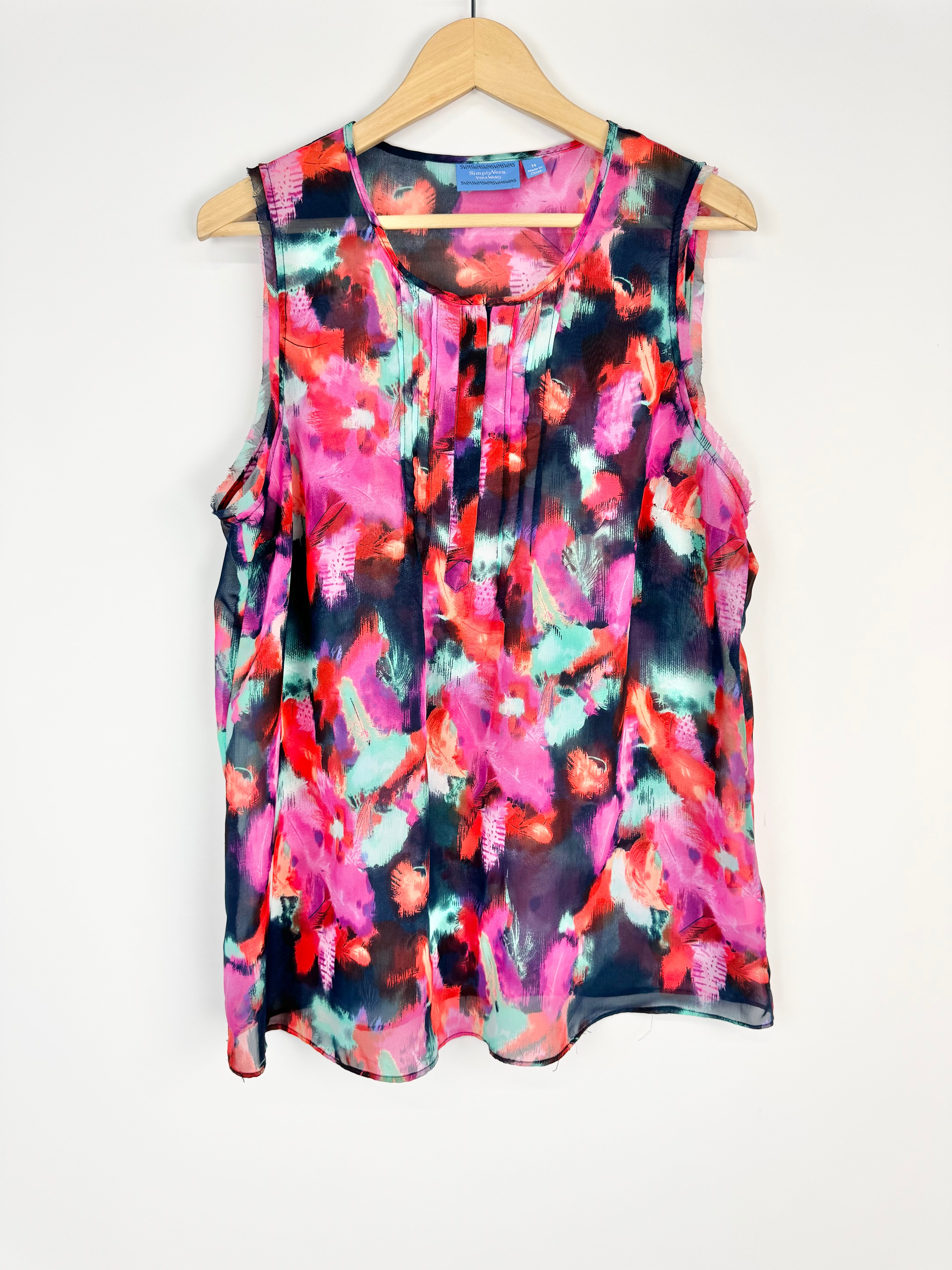 Simply Vera Multicolour Sheer Sleeveless Top - AU18