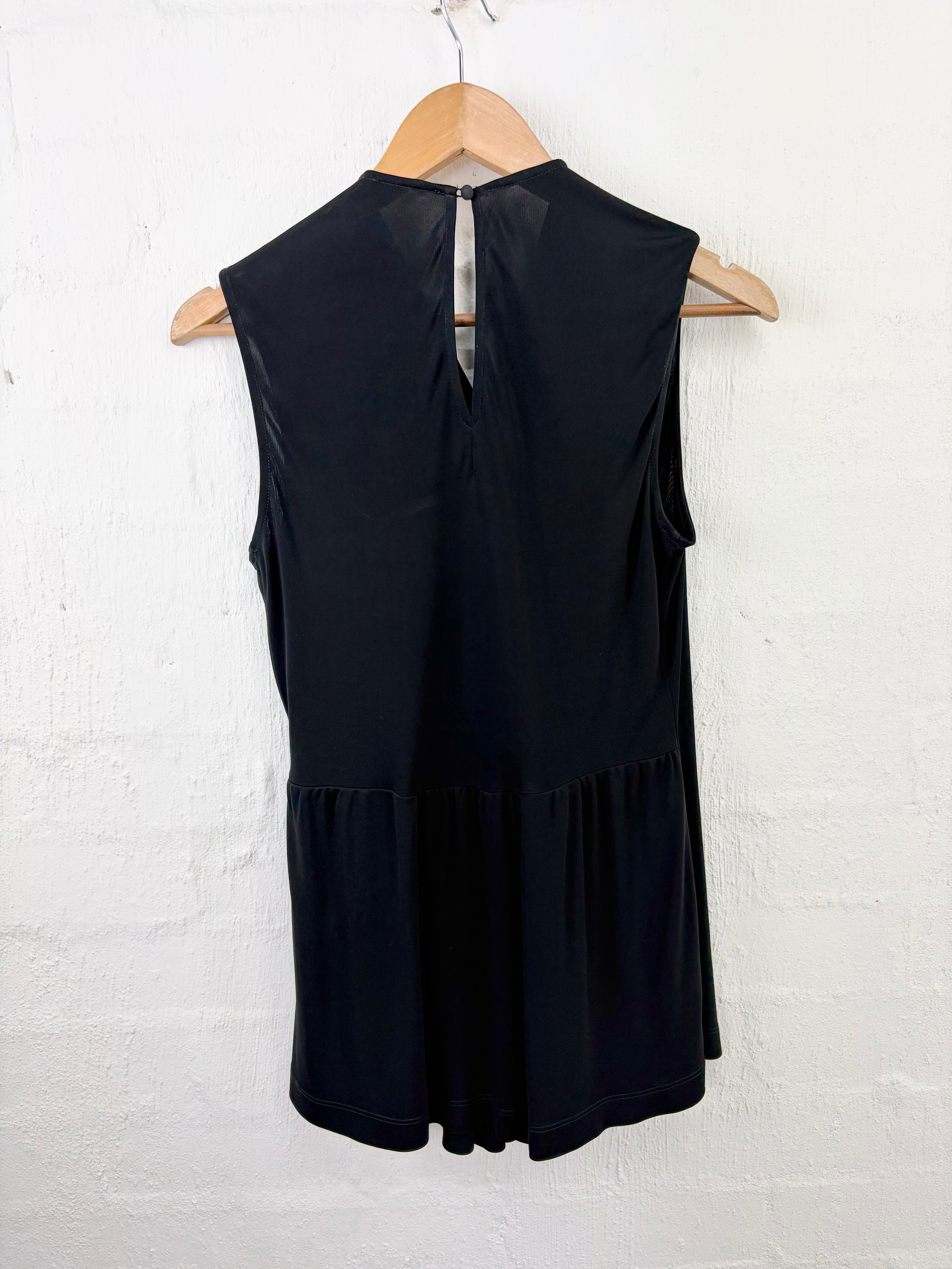 Just Cavalli Black Sleeveless Crystal-Set Bar Detail Blouse - AU12