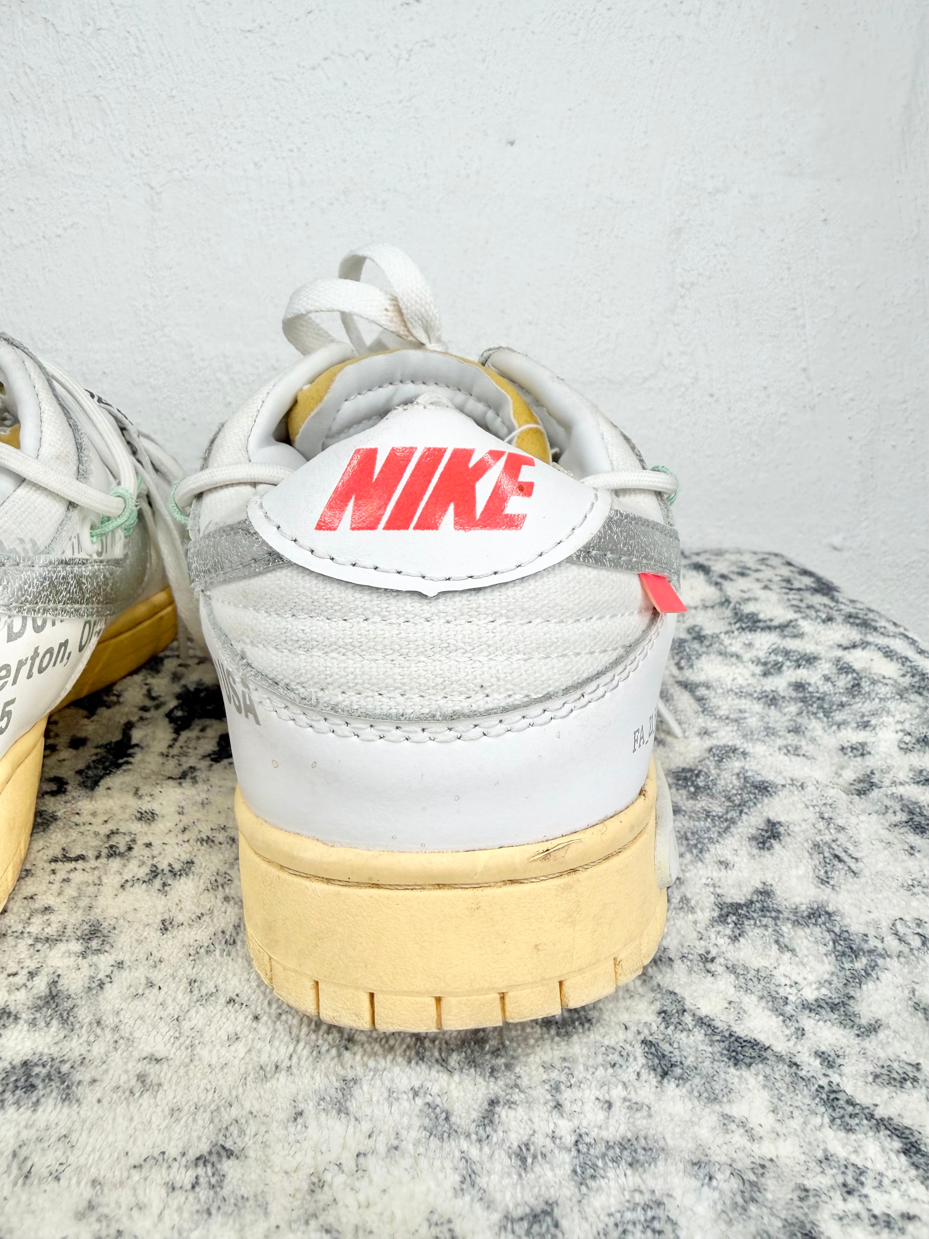 Off-White x Nike Dunk Low "01 OF 50" Tripe White Sneakers - EU41