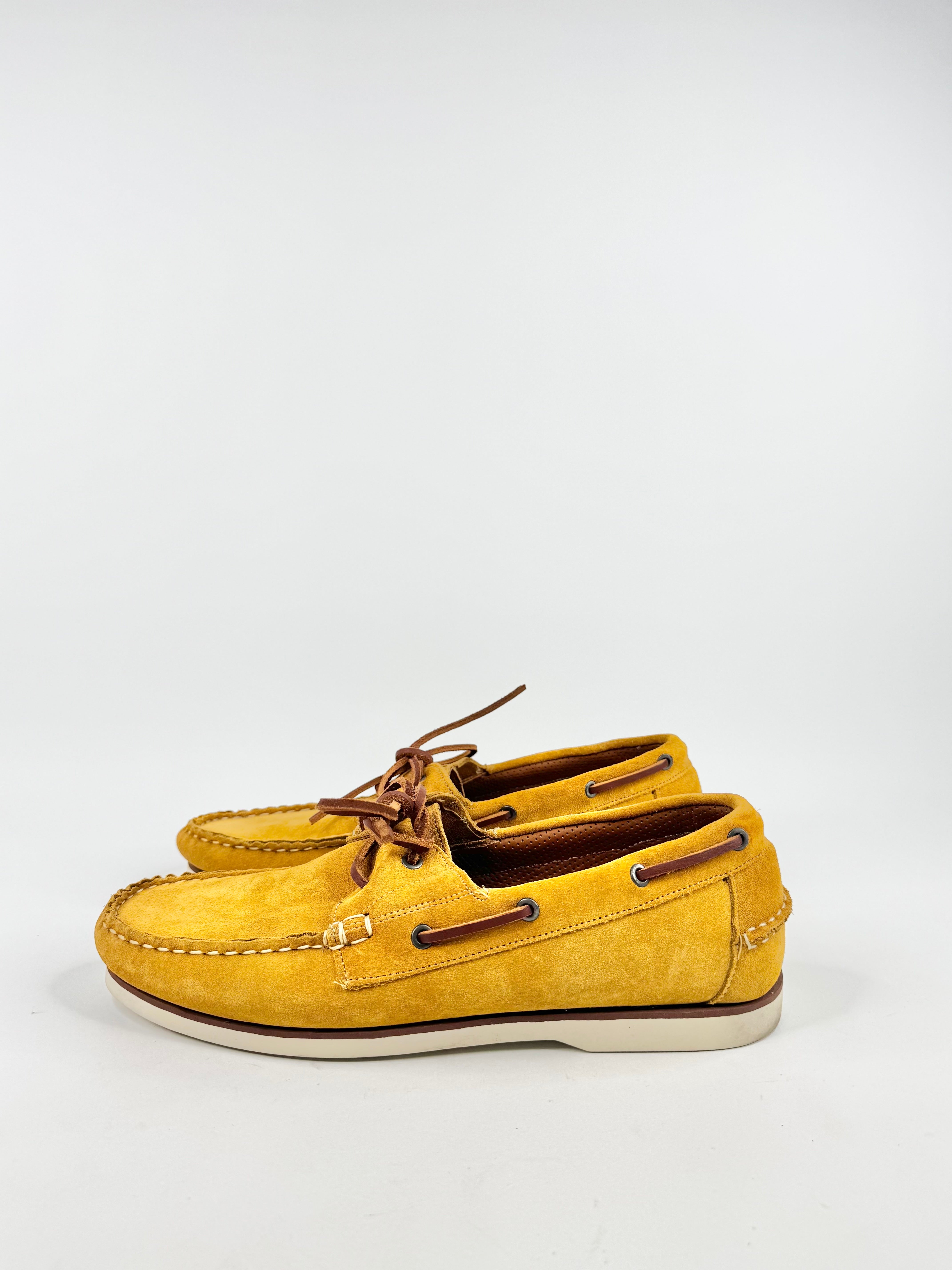 Allan Edmonds Autumnal Leaf Yellow Suede Boat Shoes - US10