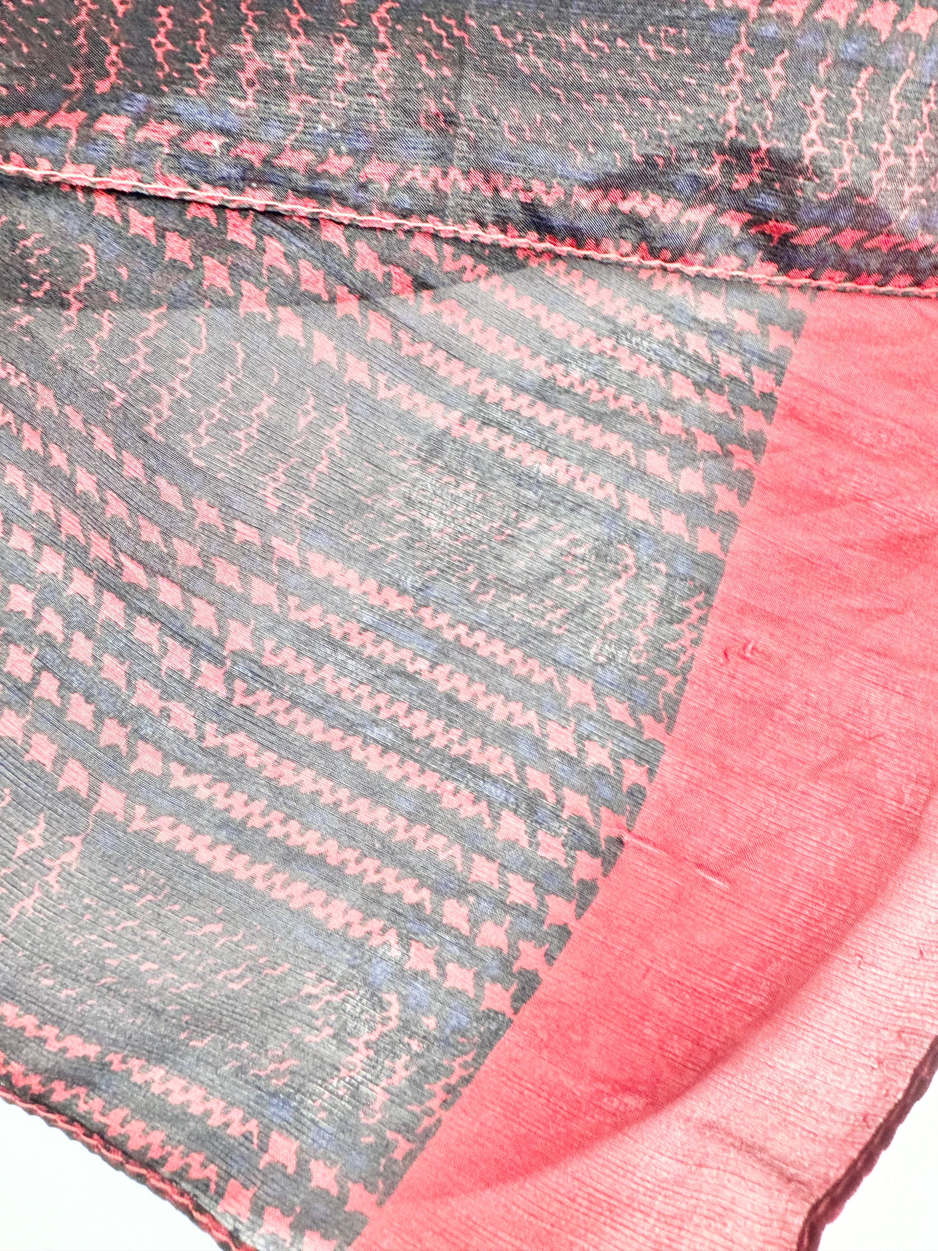 Galleries Lafayette Red & Black Silk Scarf NWT