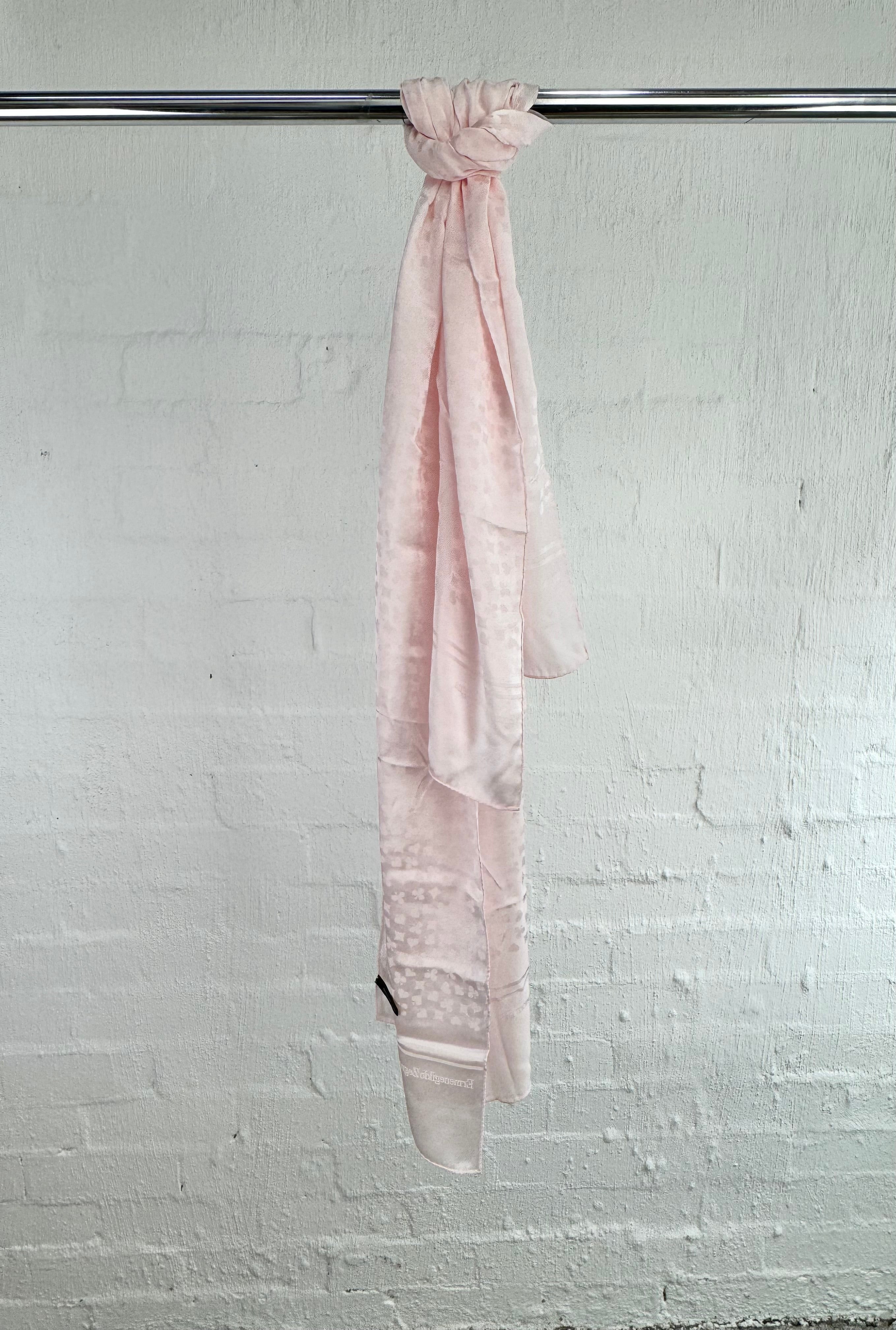 Ermenegildo Zegna Pale Pink Suit of Cards Patterned Silk Scarf