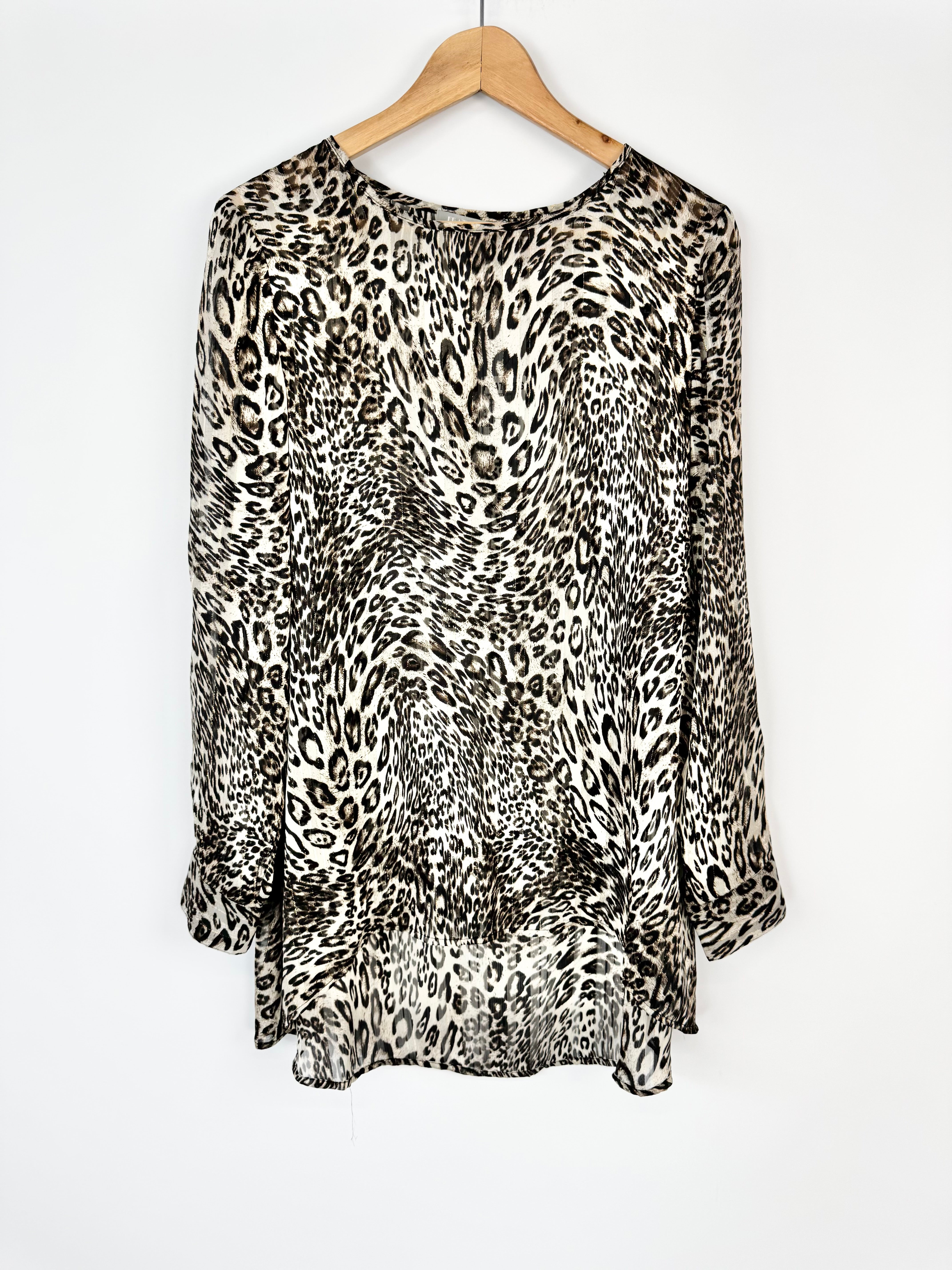 Feathers Black & Gold Leopard Print 'Gia' Blouse NWT - AU10/12