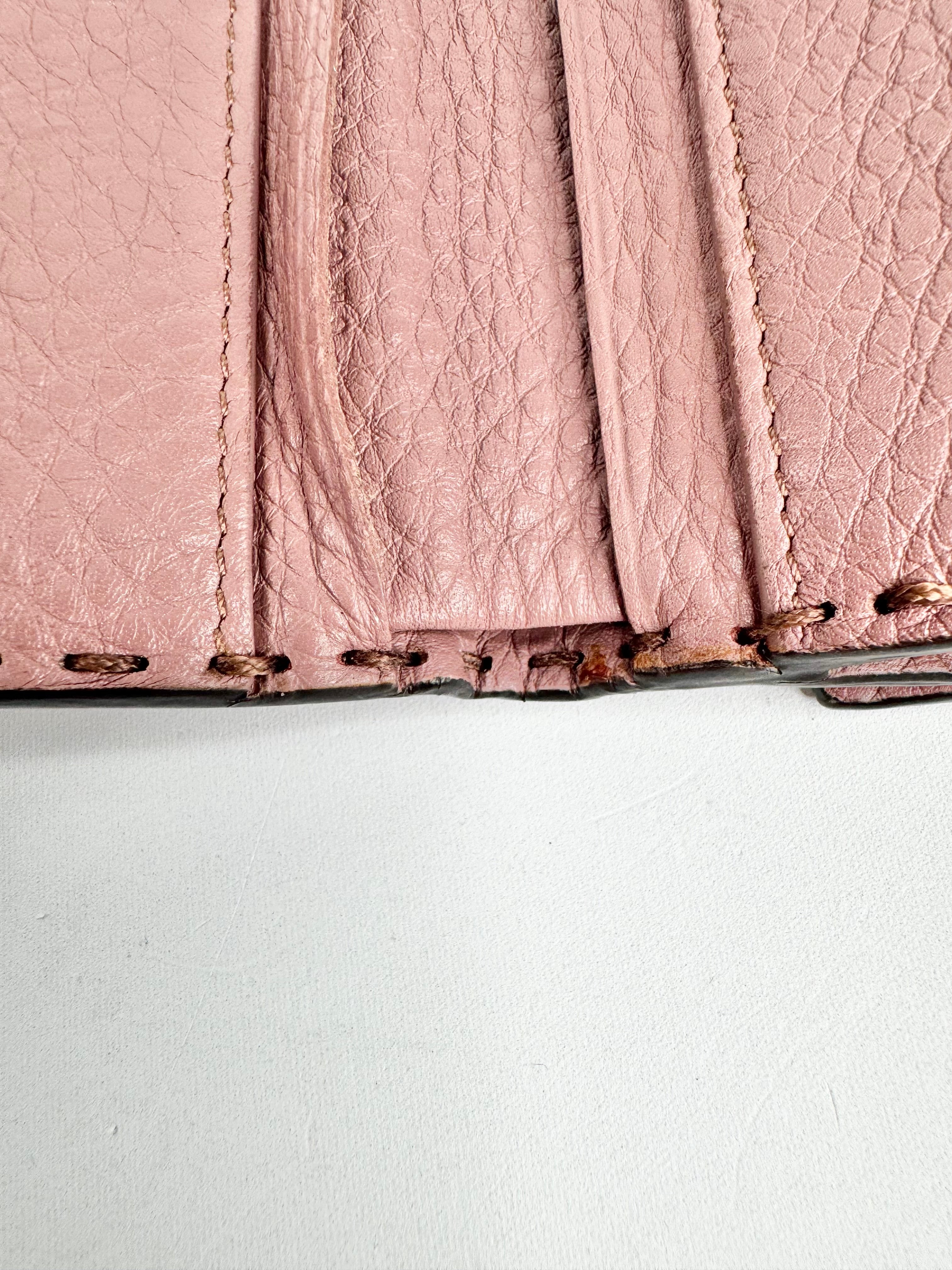 Fendi Blush Pink Peekapoo Tri-Fold Calf Leather Wallet