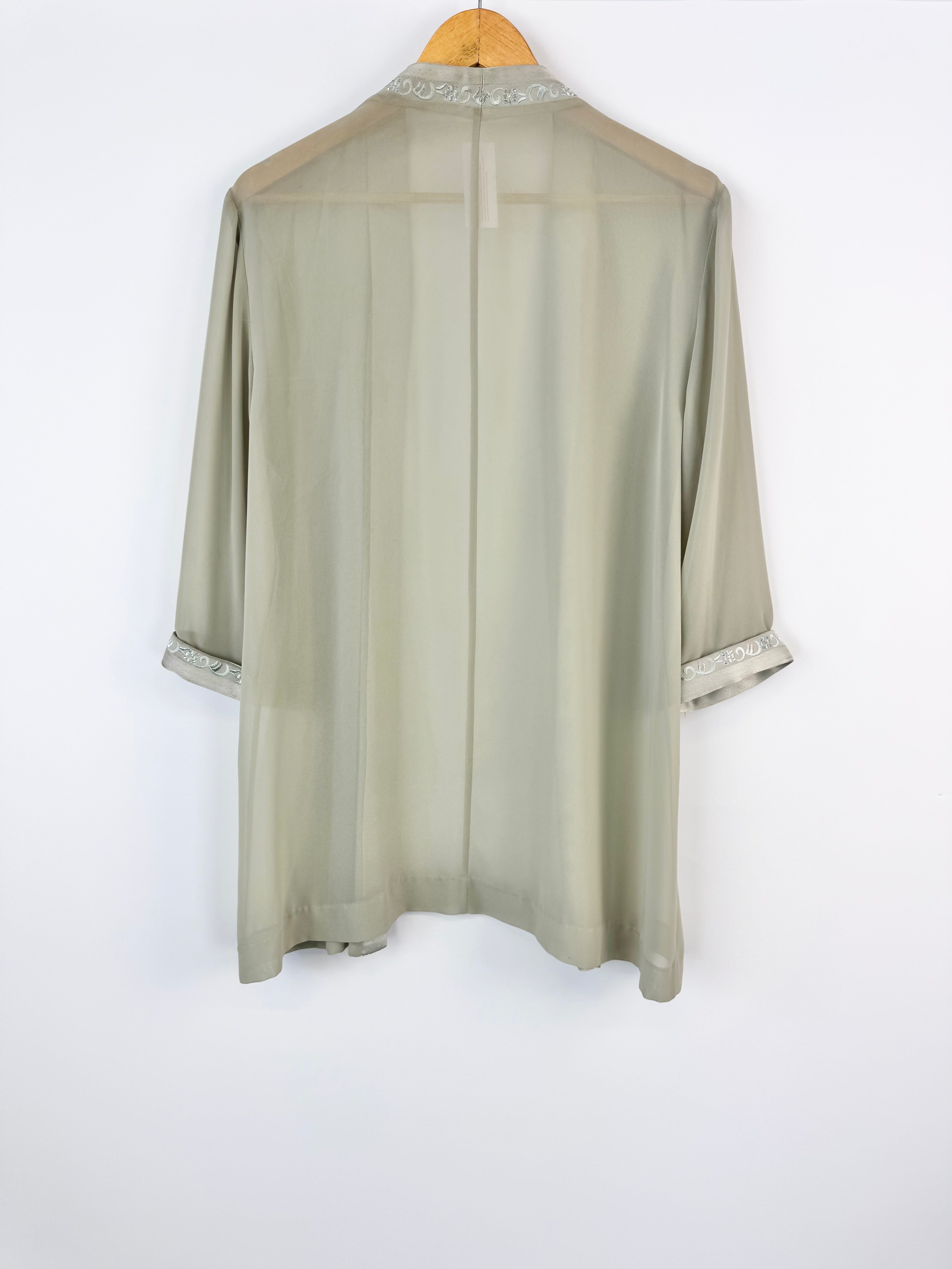 Vicky Man Dusty Green Sheer Duster - AU14
