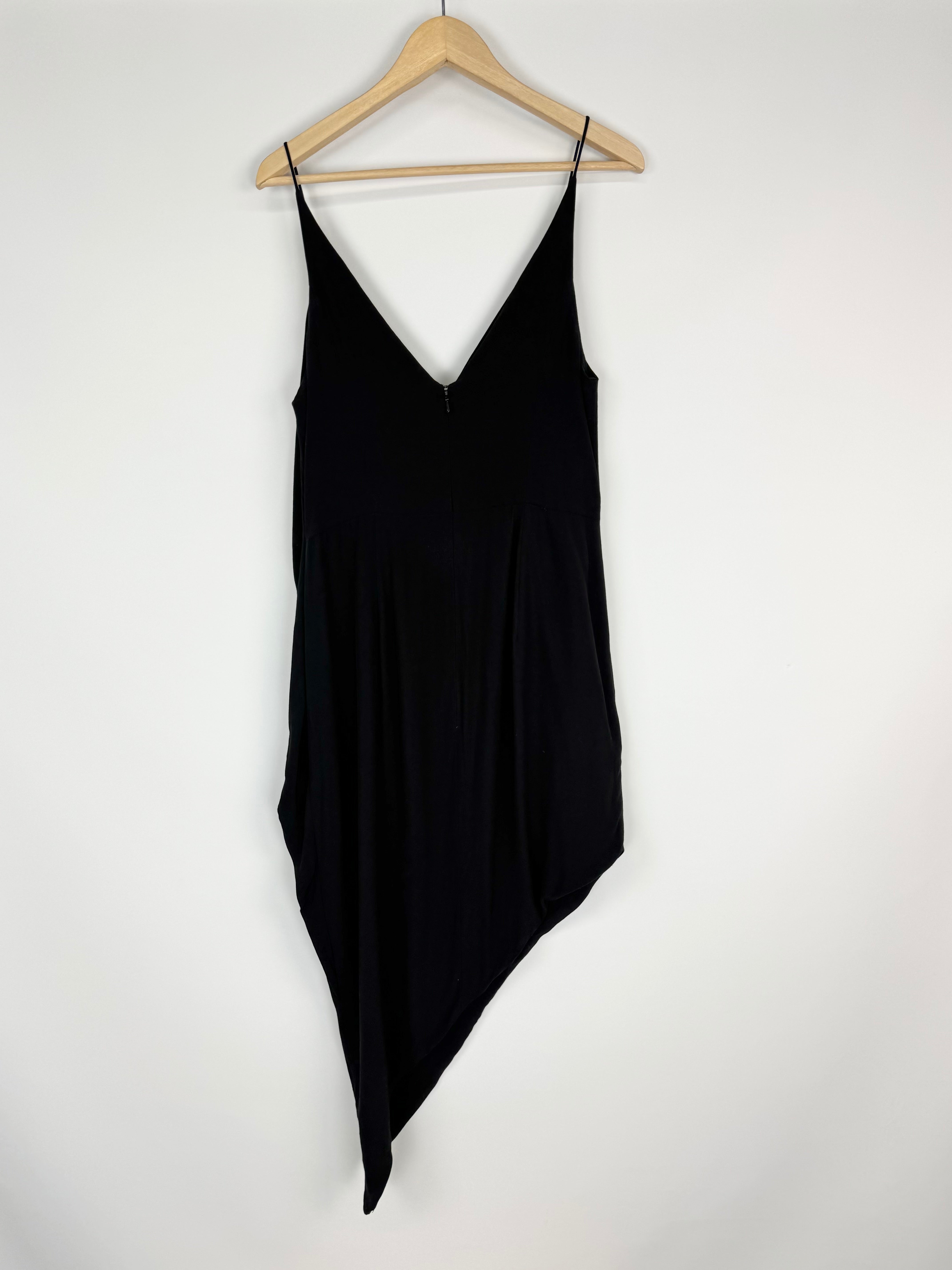 Zimmermann Black Asymmetrical Ruffle Trim Sheath Dress - AU10/12