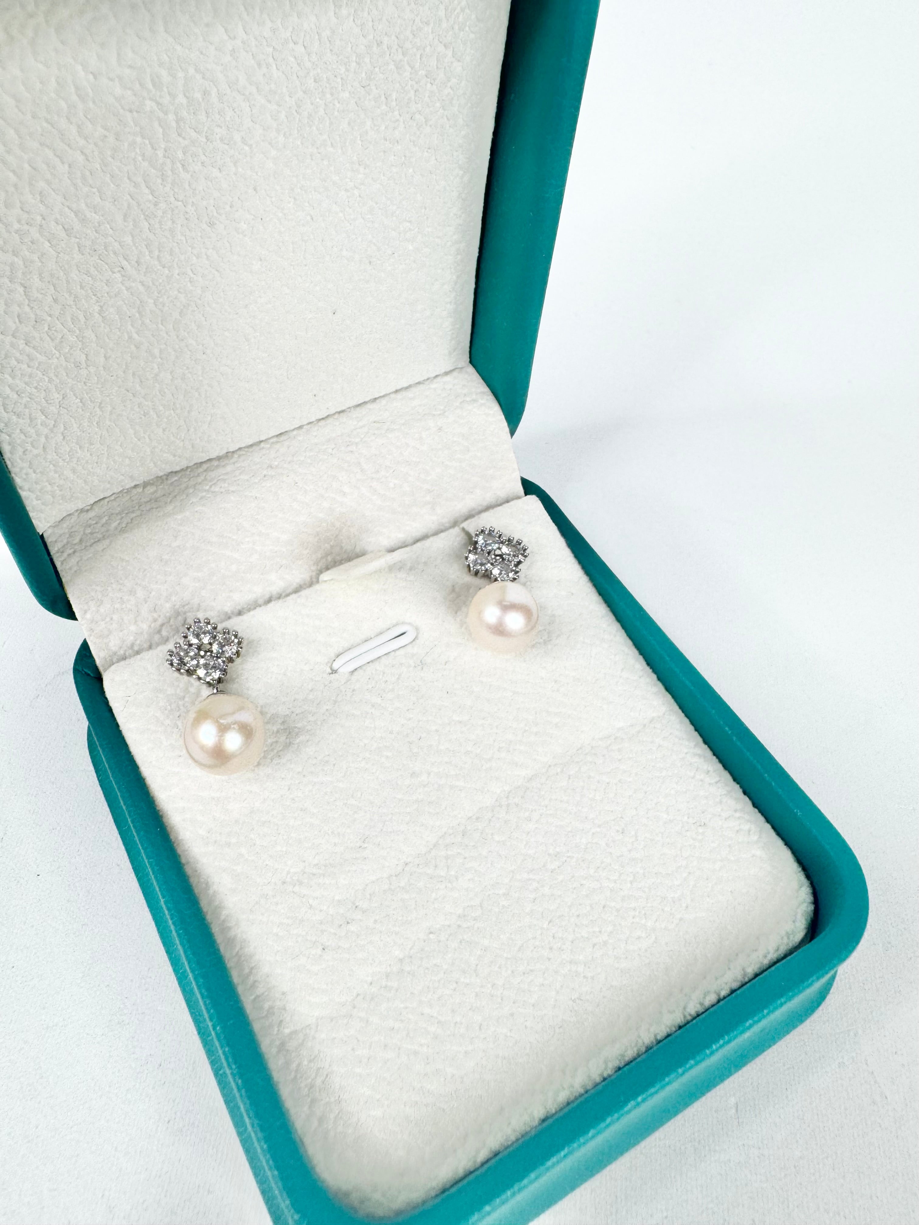 Silver, Crystal & Freshwater Pearl Earrings