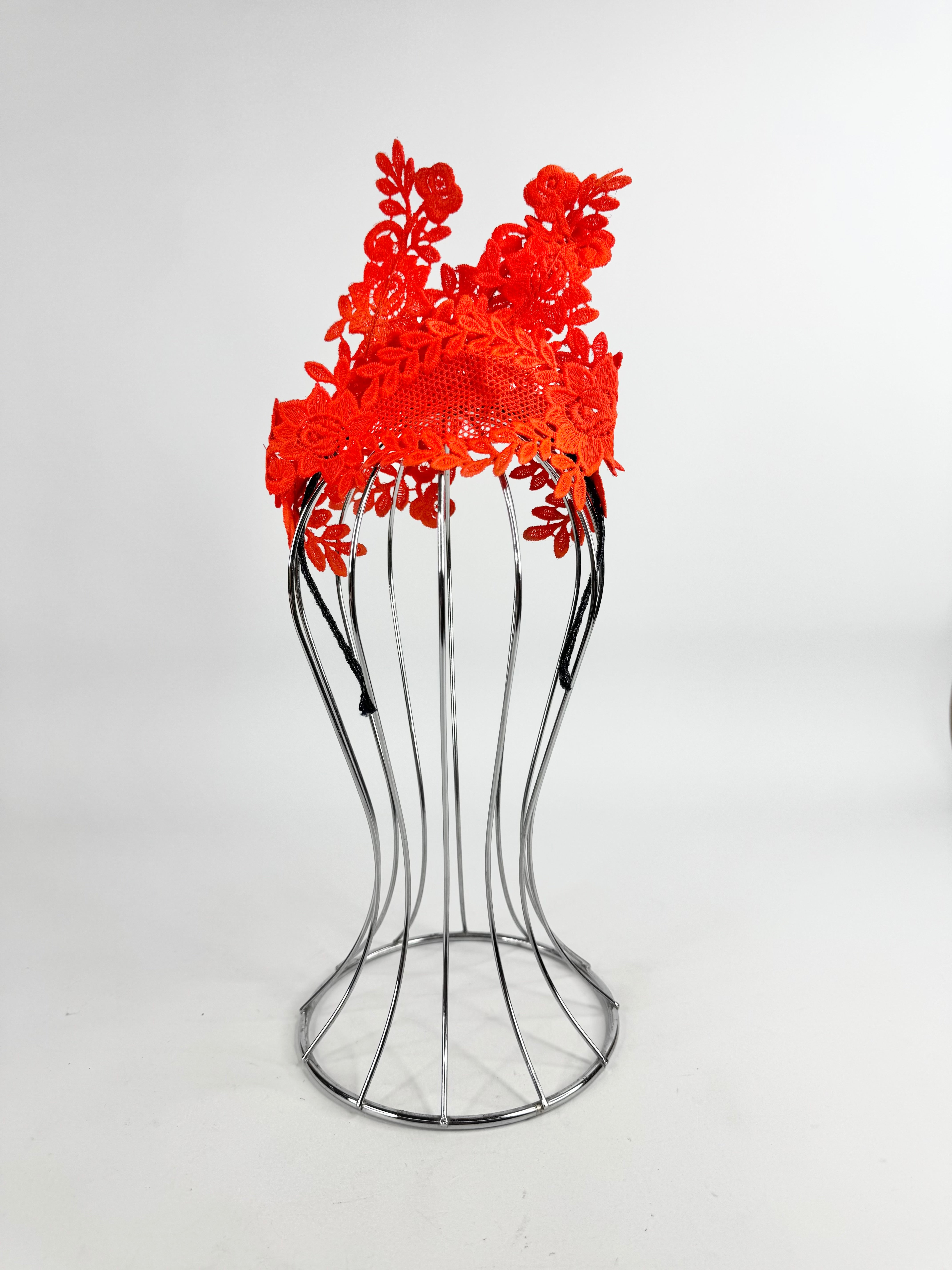 Shara Gillahan Melbourne Safety Orange Lace Embellished Headband