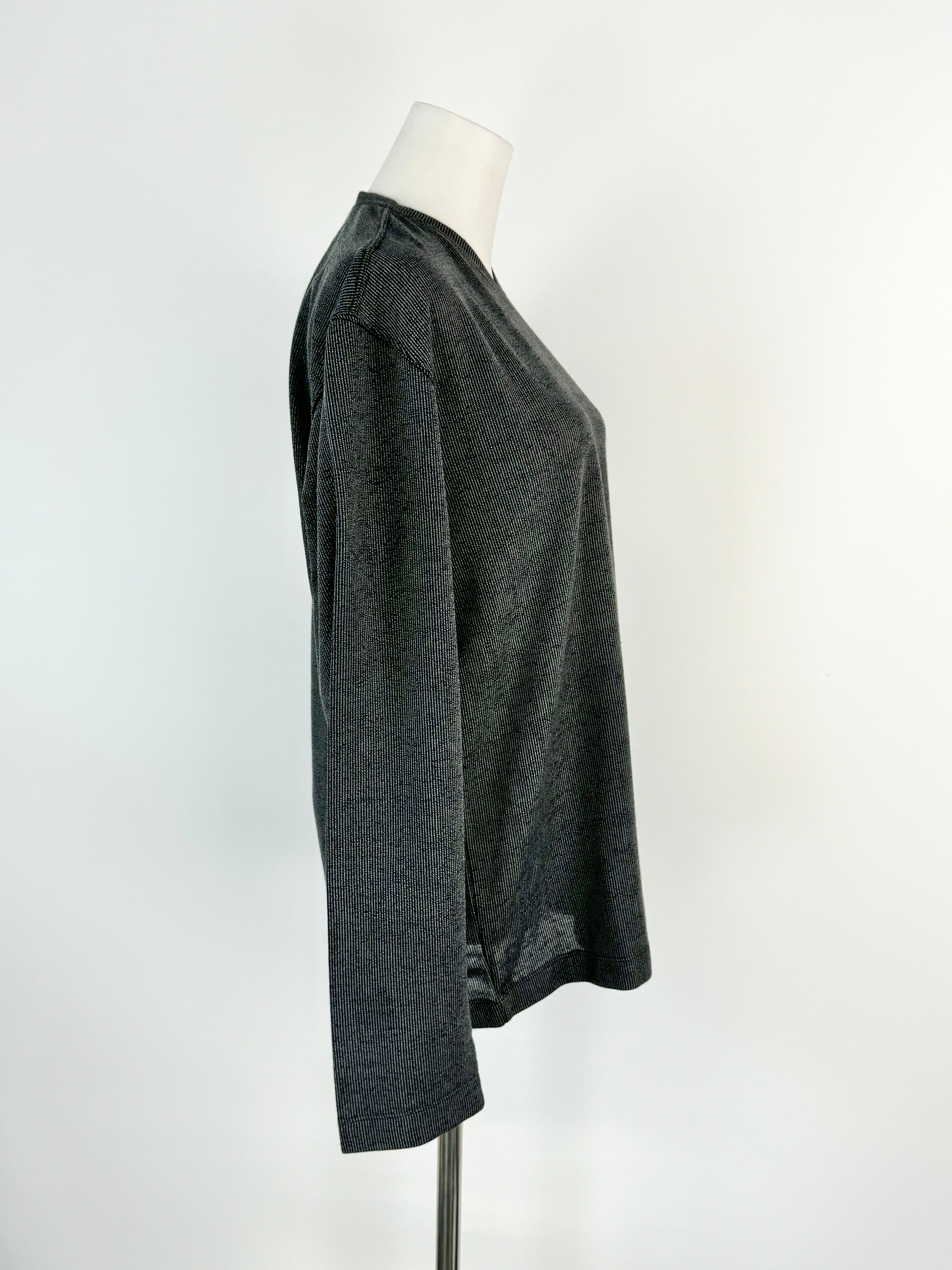 Gianfranco Ferre Jeans Deep Grey V-Neck Long Sleeve Top - S