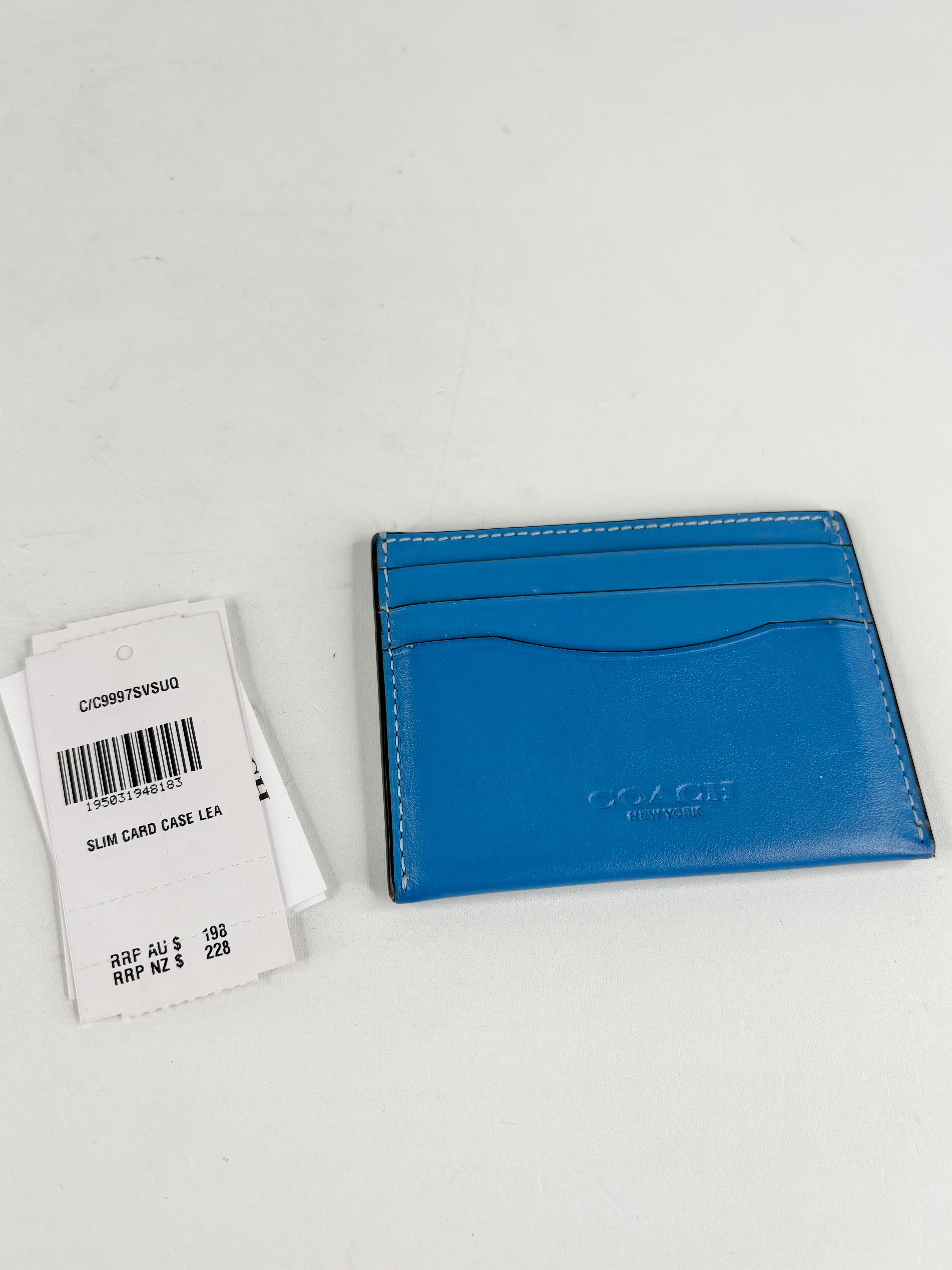 Coach Racer-Blue Leather Slim Card Case