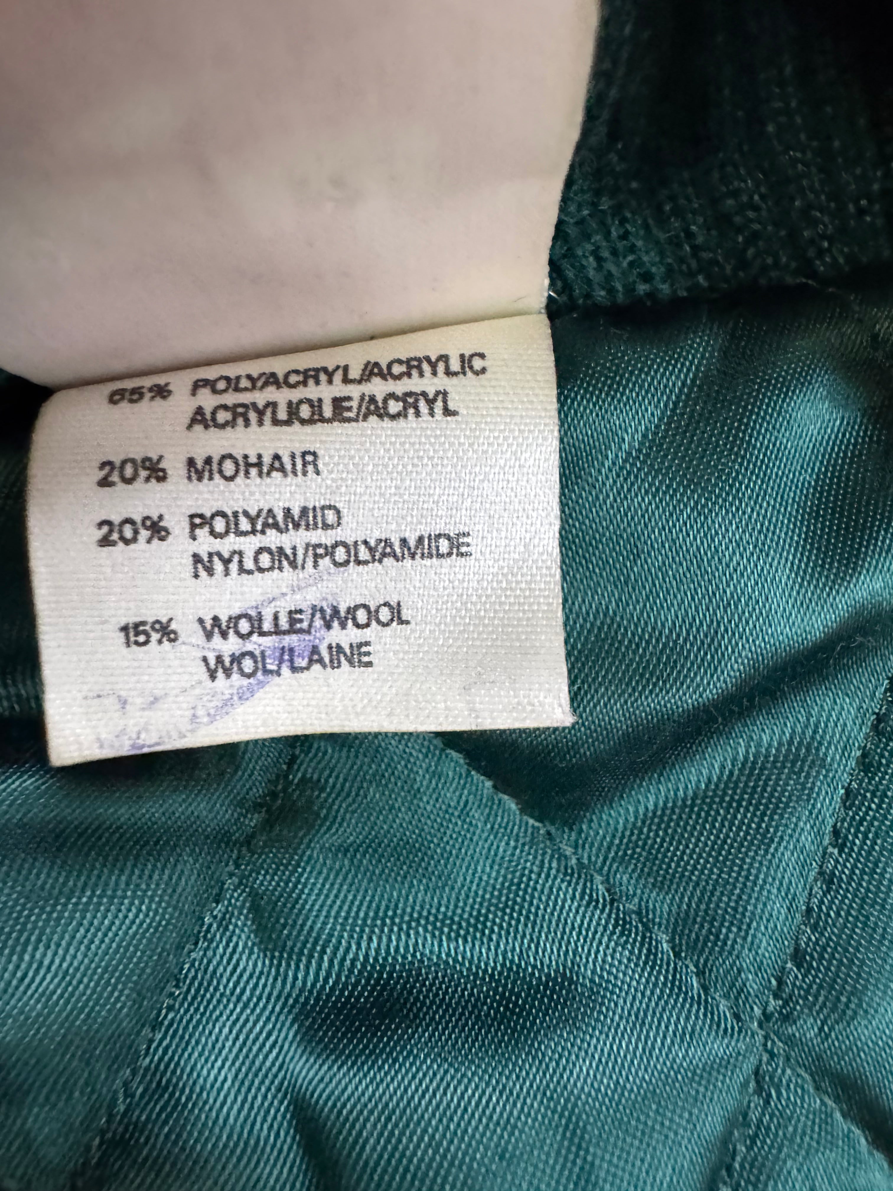 Vintage 80s Mondi Green Mohair & Wolol Blend Lined Cardigan - L