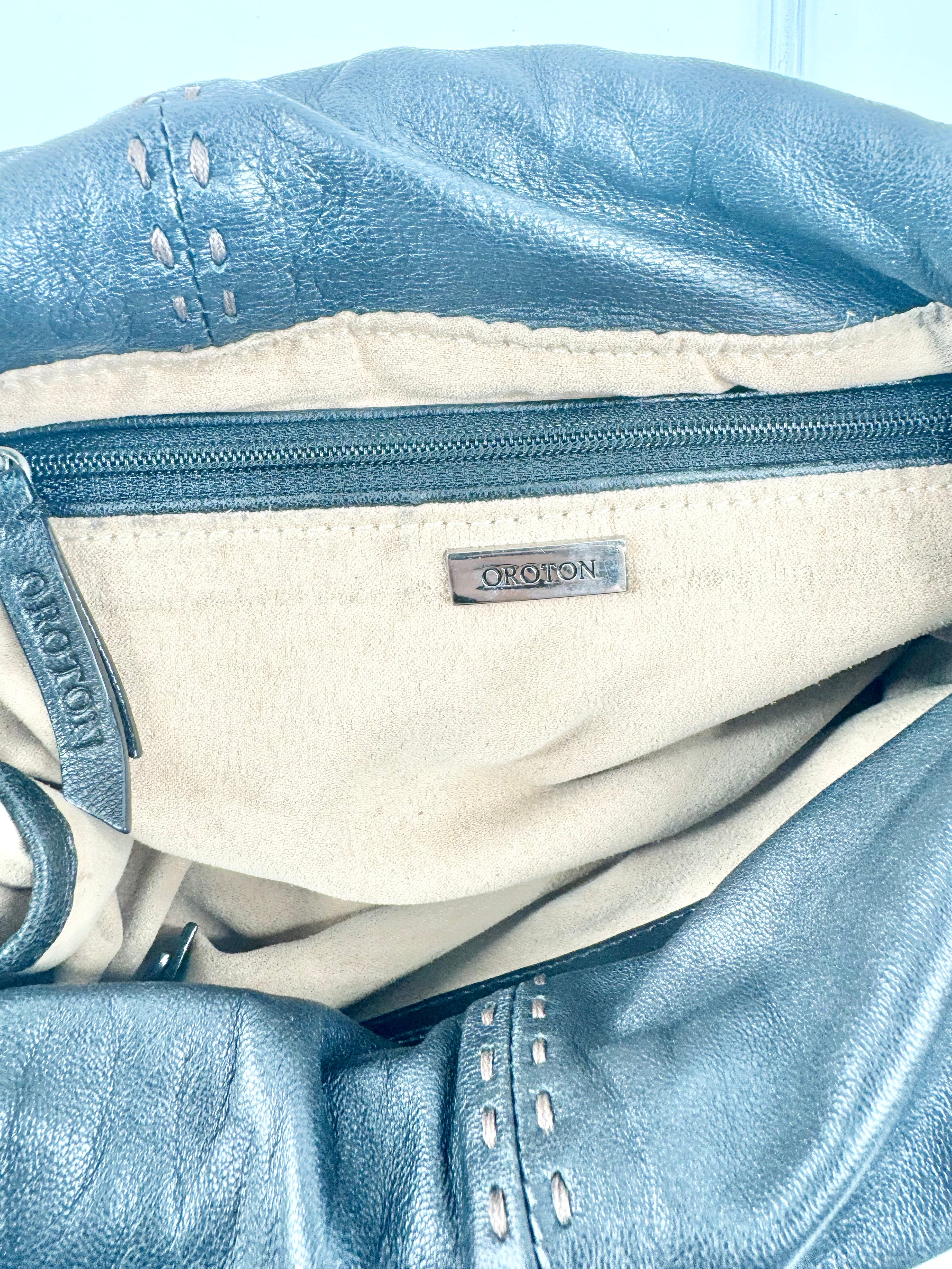 Oroton Buttery Black Leather Bag