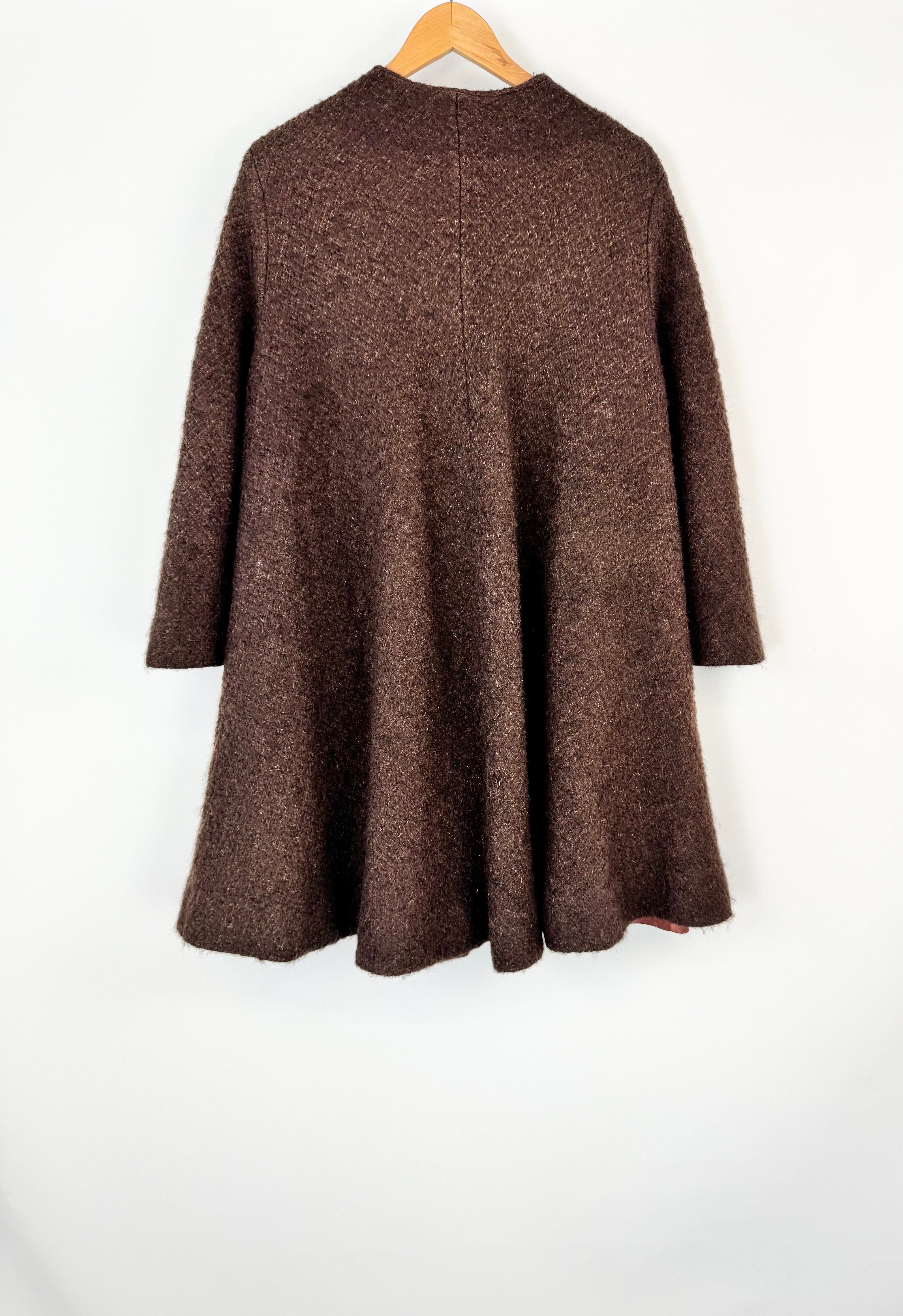 Vintage 60s Leon Cutler Cedar Brown Wool Coat - AU10/12