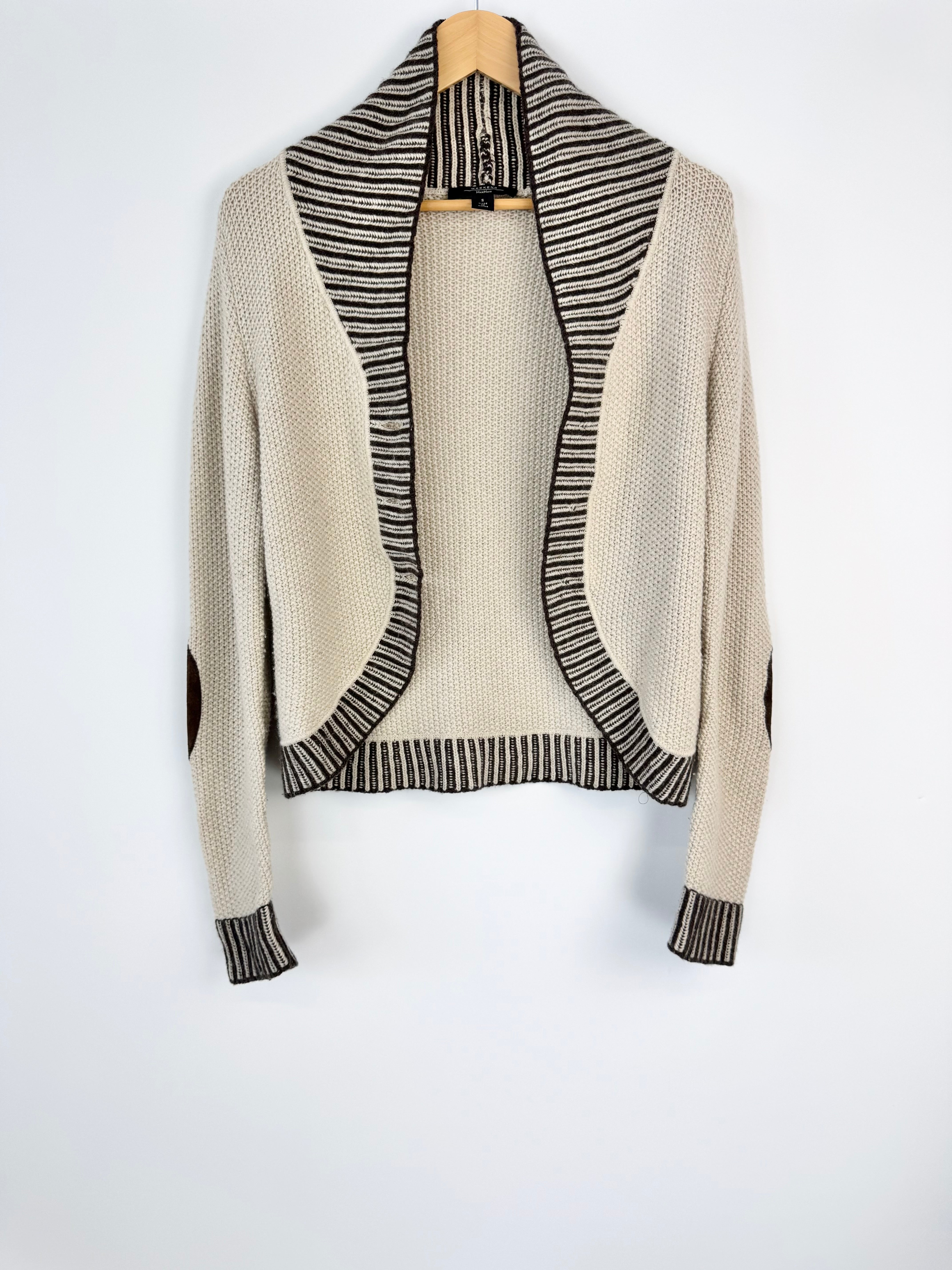 Weekend Max Mara Beige & Brown Striped Wool, Cashmere & Angora Blend Cardigan - AU8/10