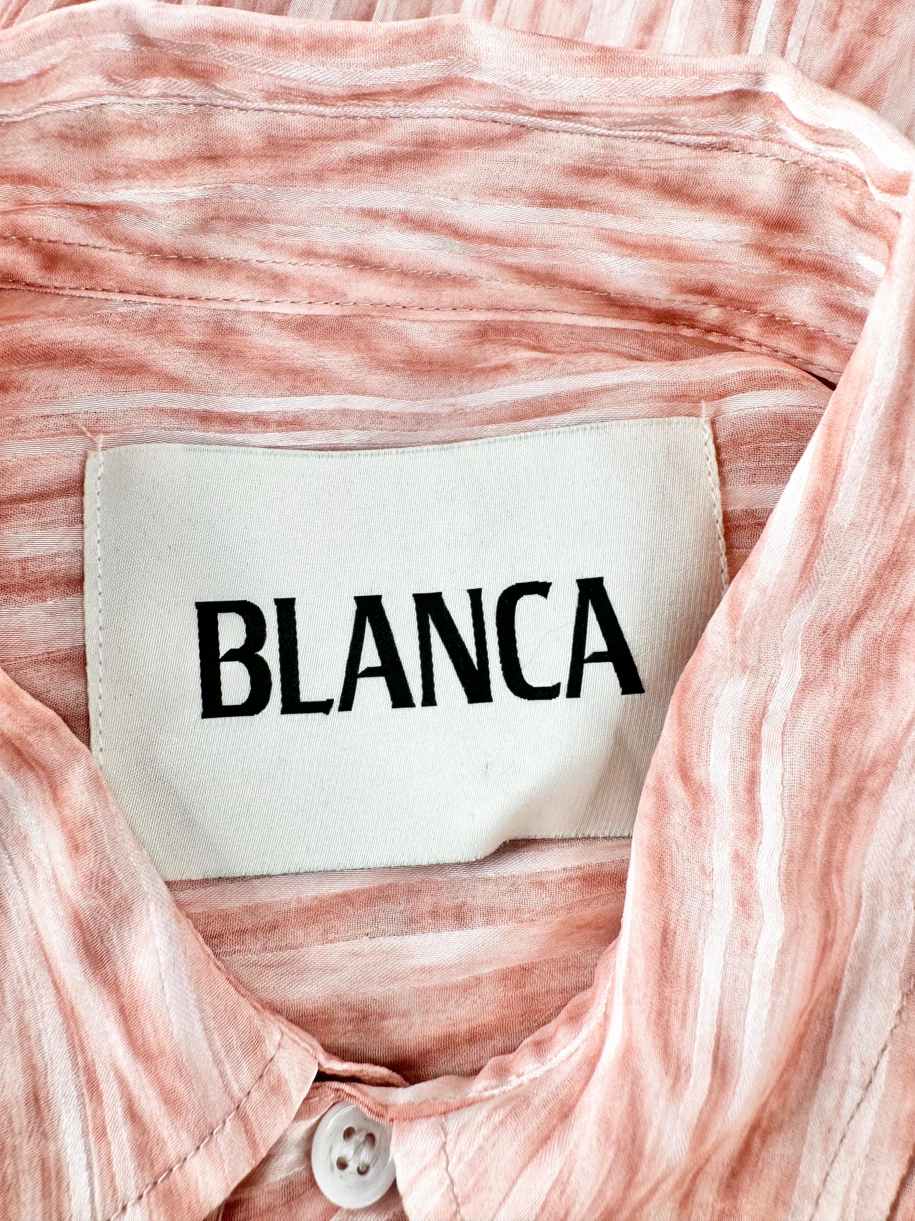 Blanca Soft Peach Striped Sheer Shirt - AU8/10/12