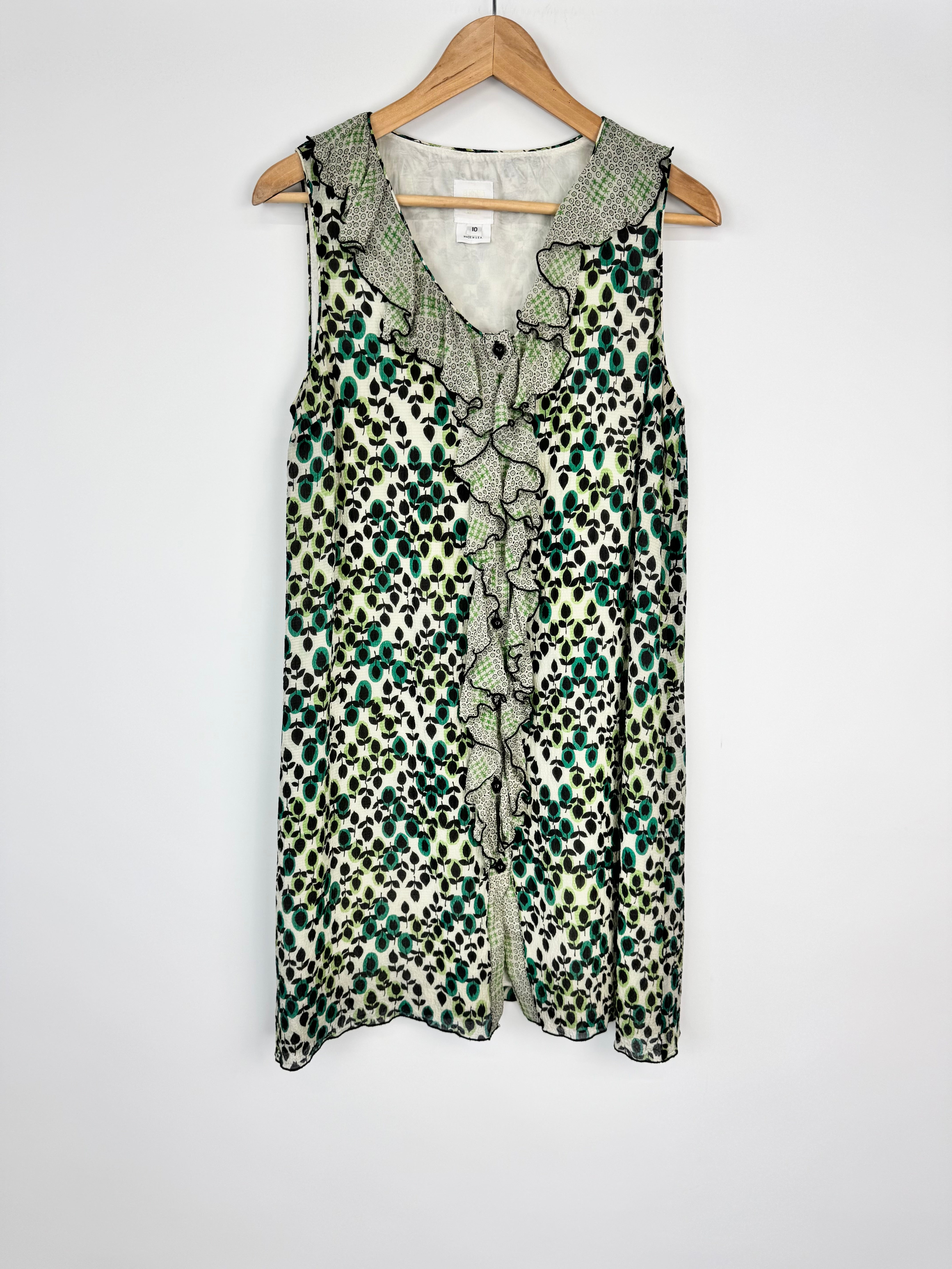 Anna Sui Sleeveless Silk Seersucker Dress - AU10/12