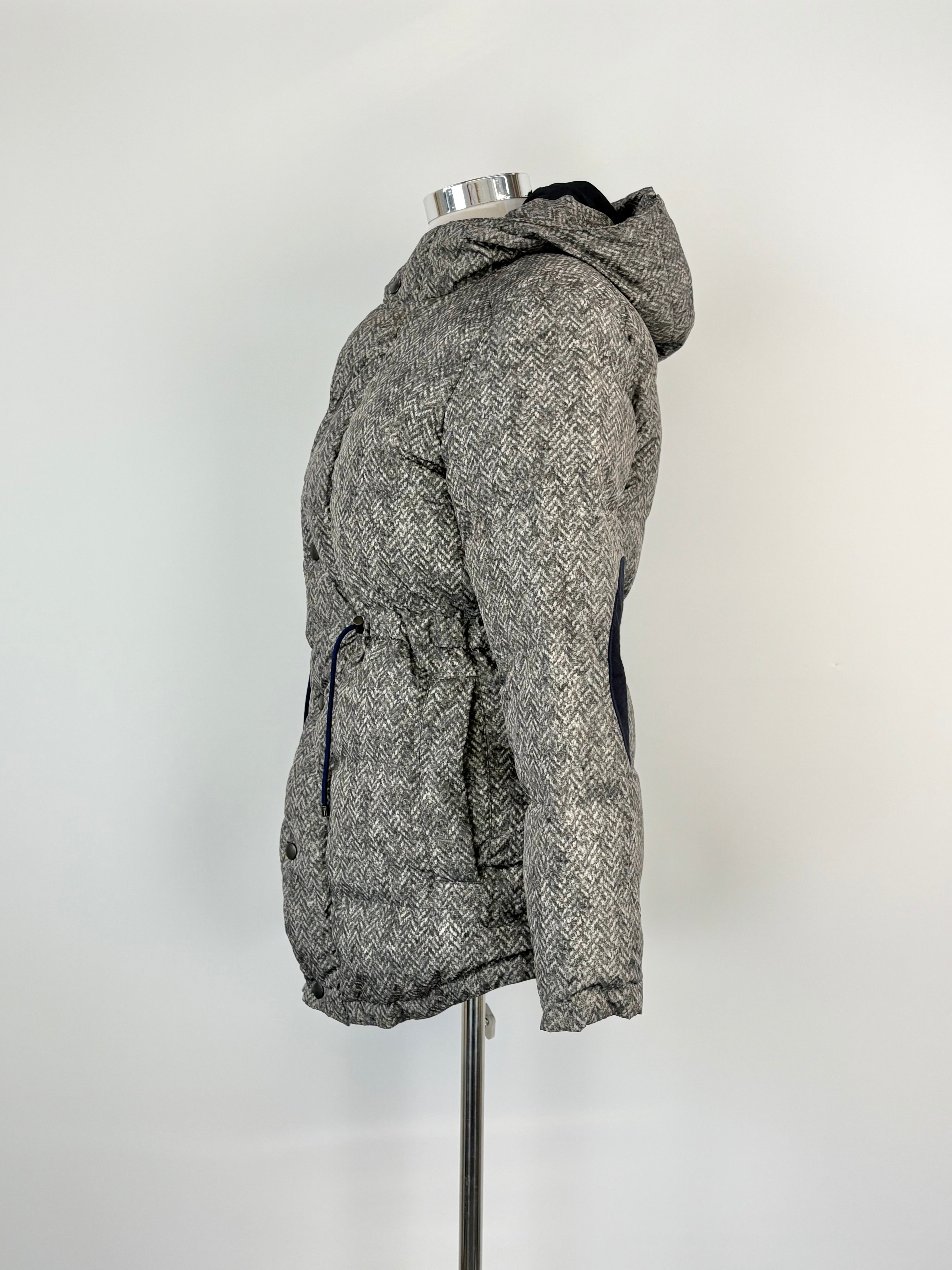 Carven Grey Zig-Zag Pattern Hooded Winter Jacket - AU16