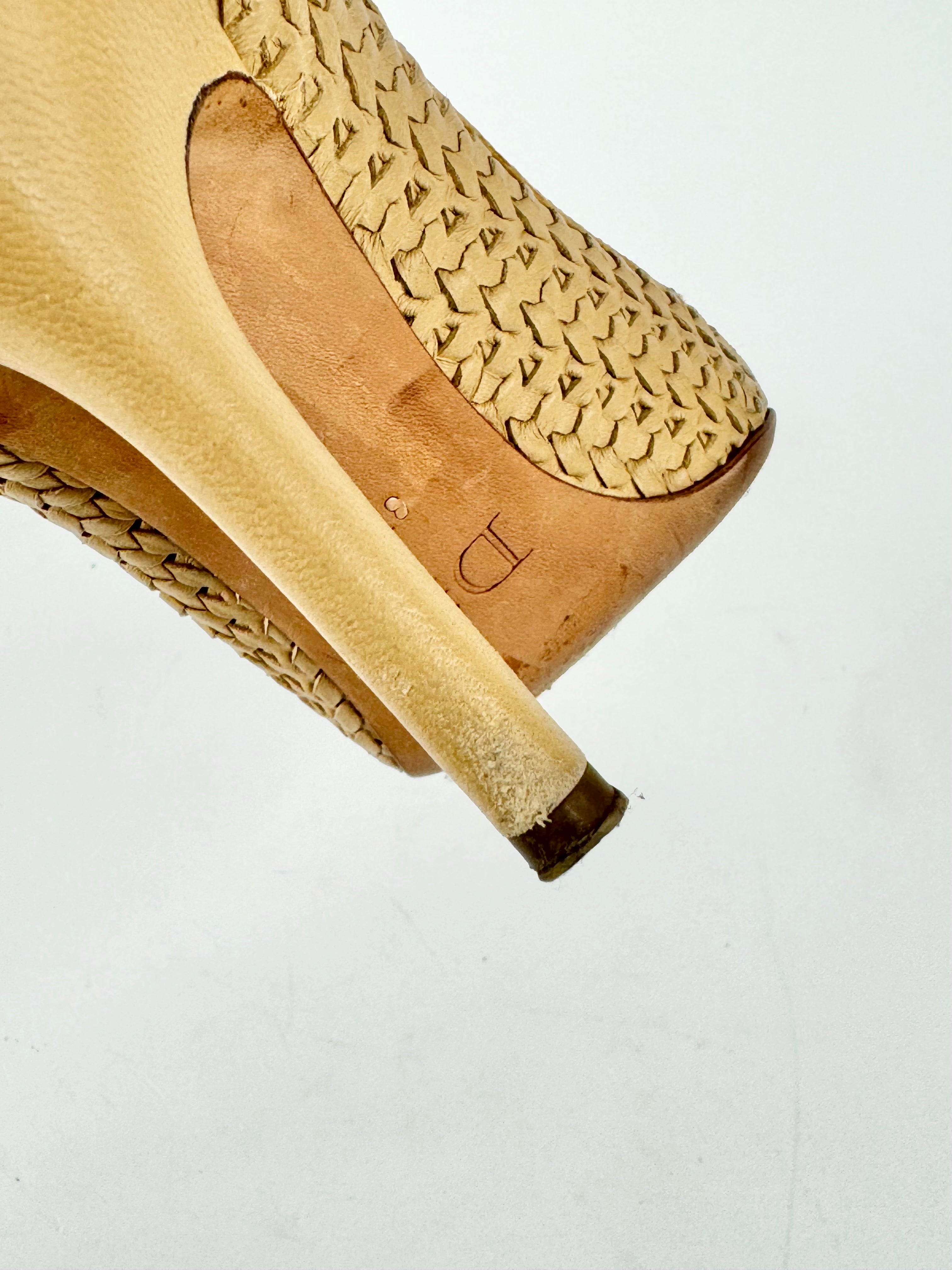 Christian Dior Wheaten Woven Stilettos - EU37.5