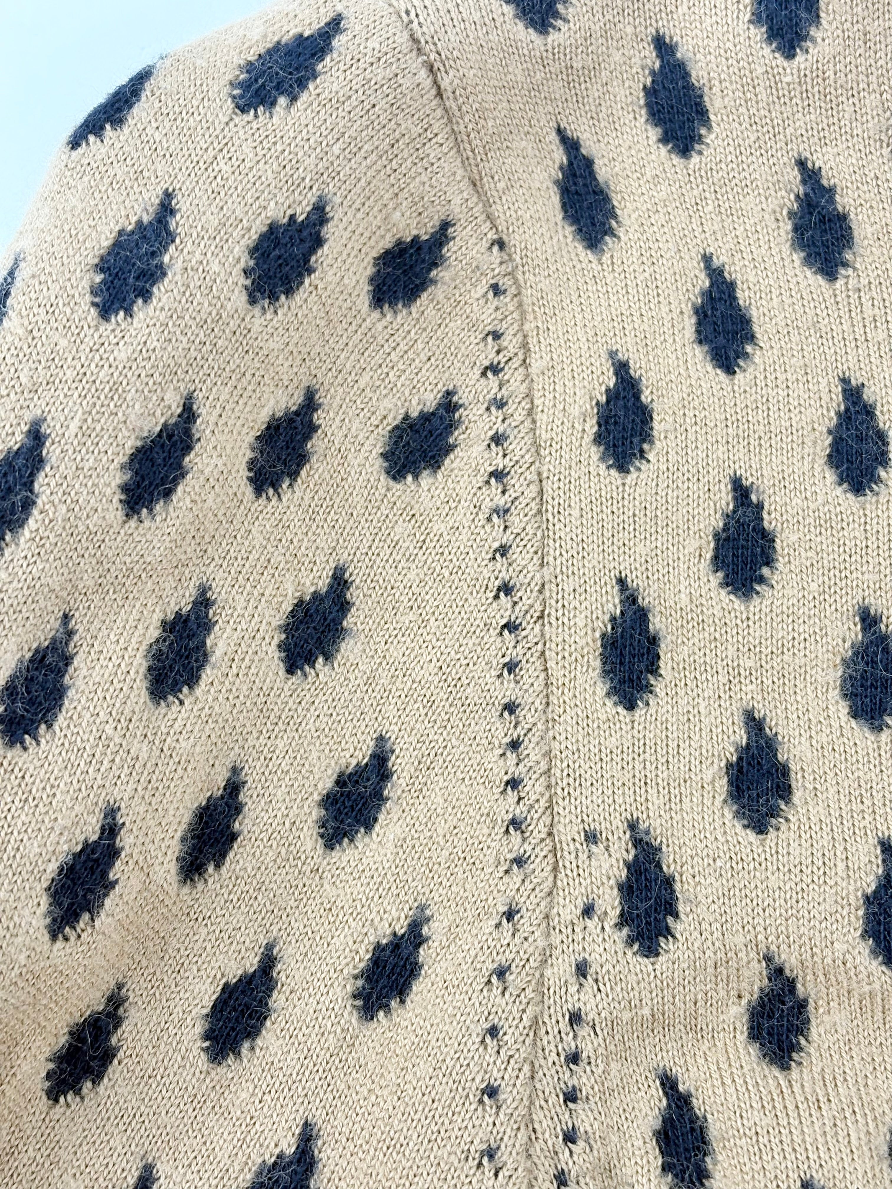 Kenzo Taupe & Black Teardrop Patterned Wool-Blend Cardigan - AU8