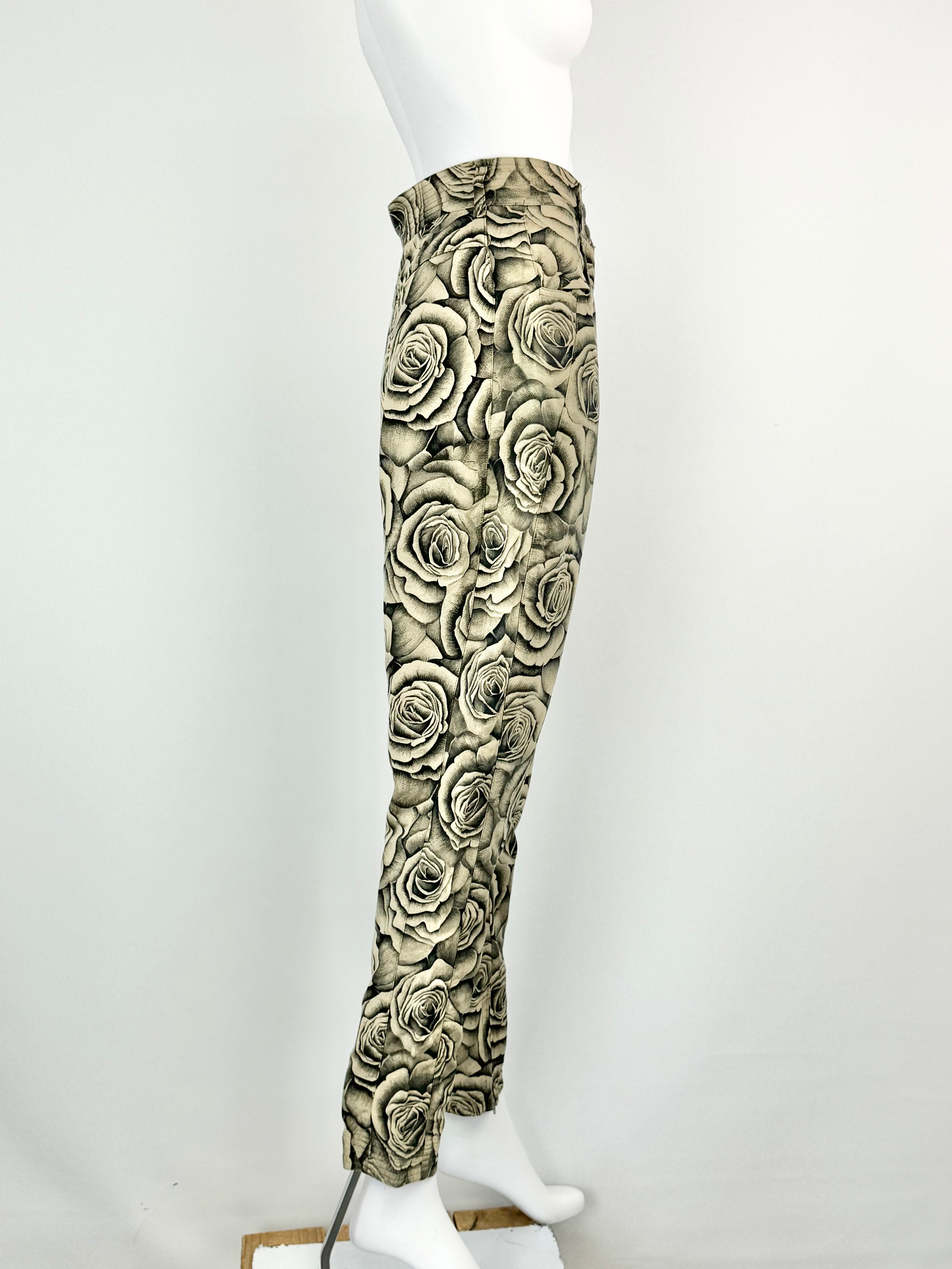 Vintage Gianni Versace Sepia Rose Patterned Slacks - AU6/8