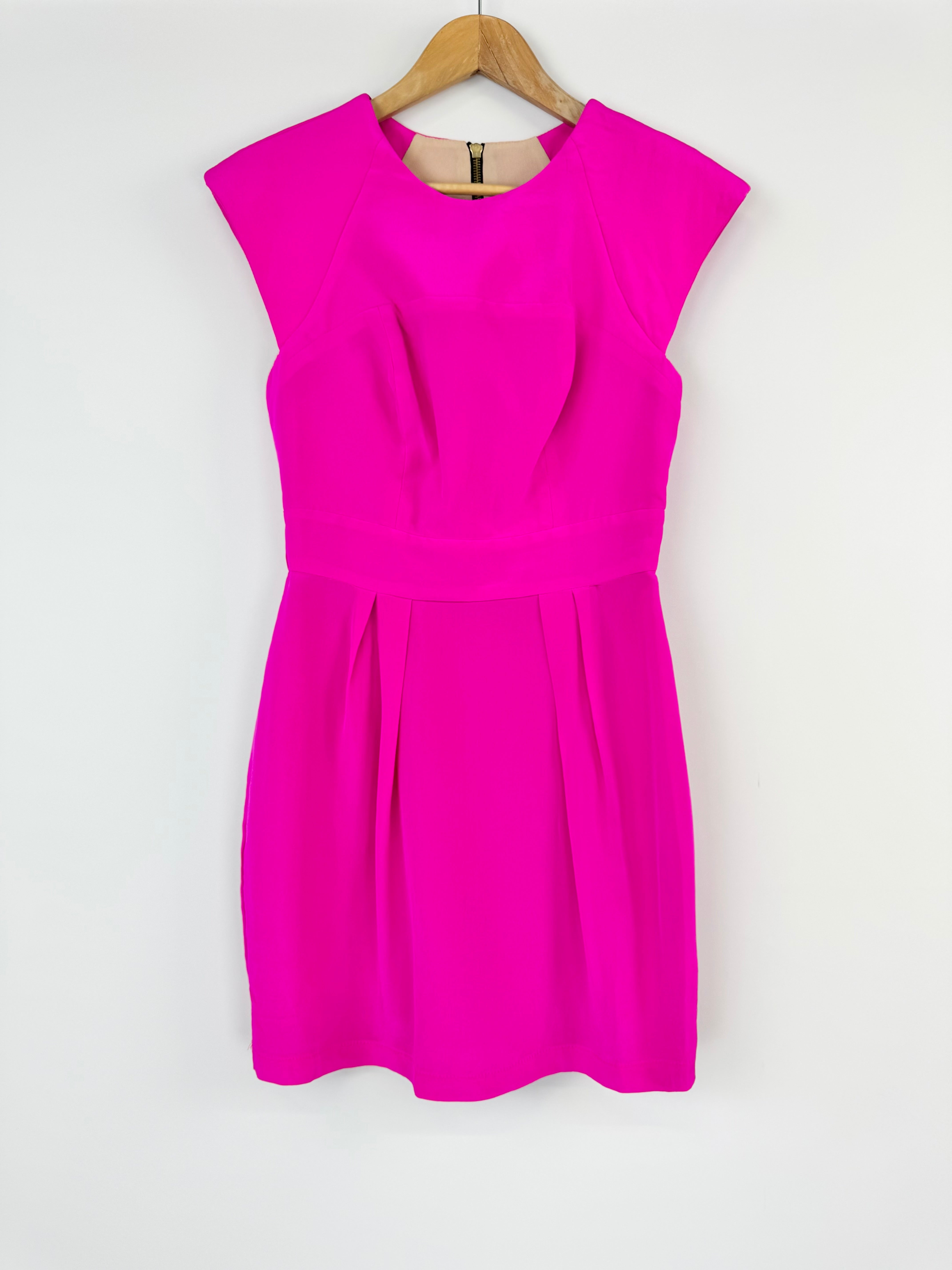 Naven Electric Fuchsia Silk Midi Dress - AU8/10