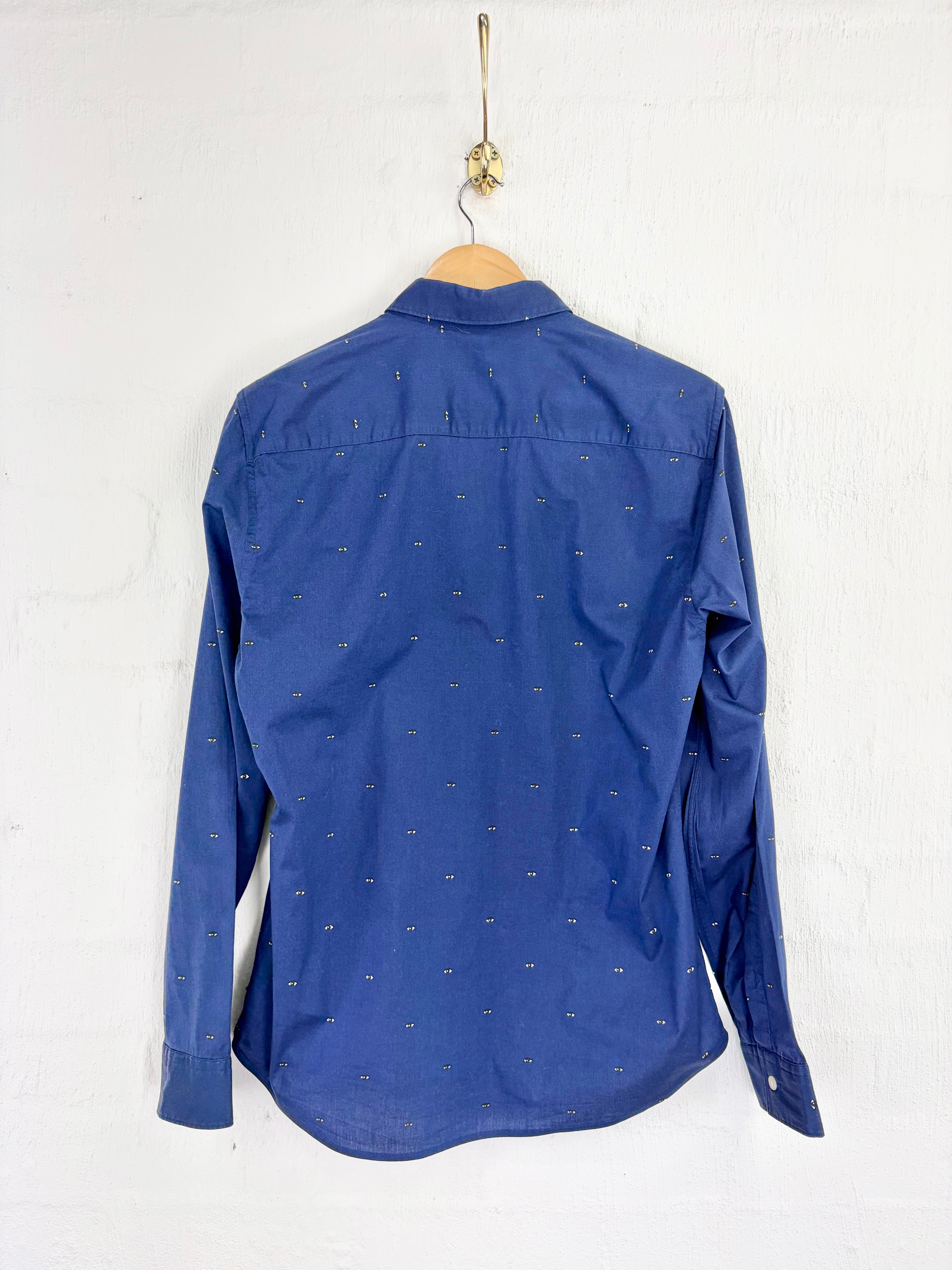 Kenzo Slim Fit Navy Eye Patterned Cotton Shirt - L