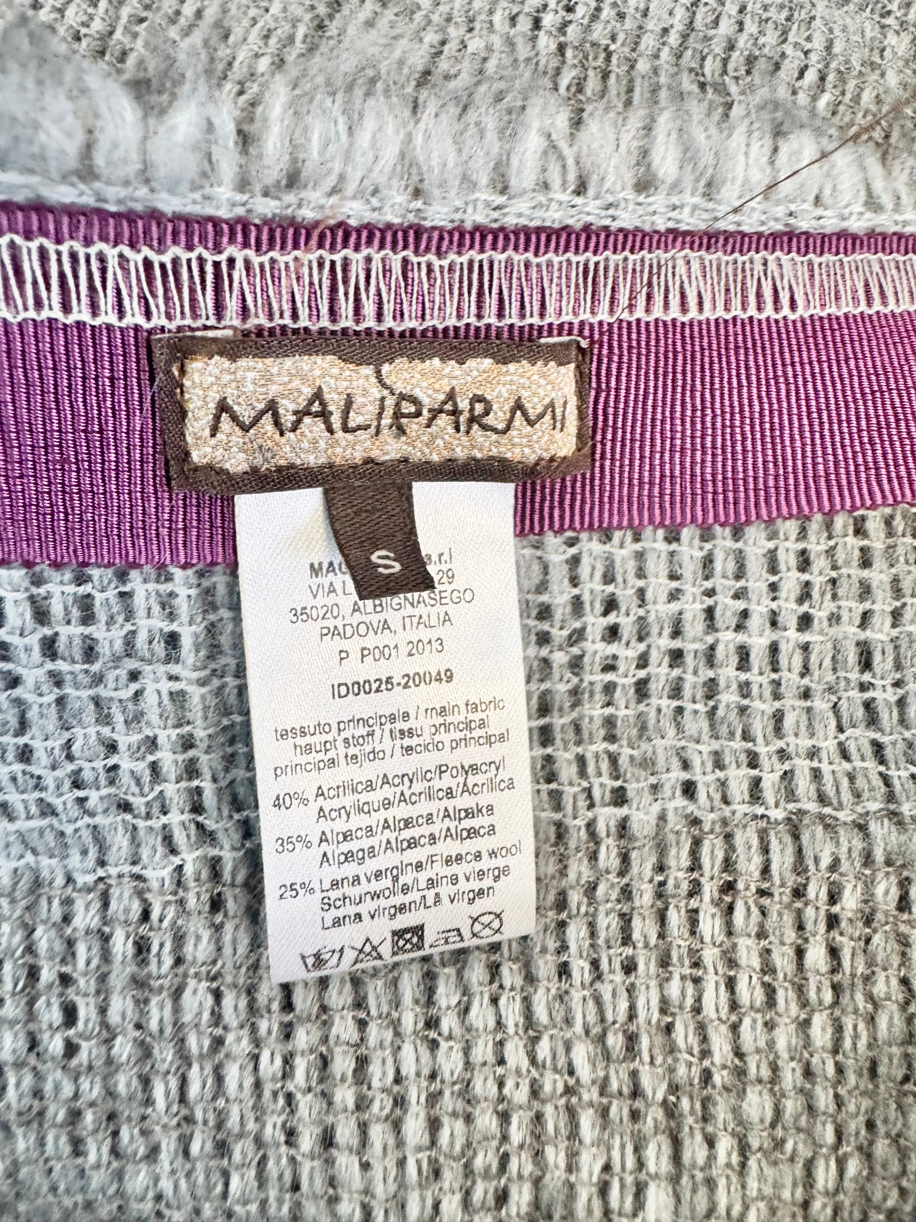 Maliparmi Cloud Grey & Blue Wool Blend Kilted Skirt - AU8/10