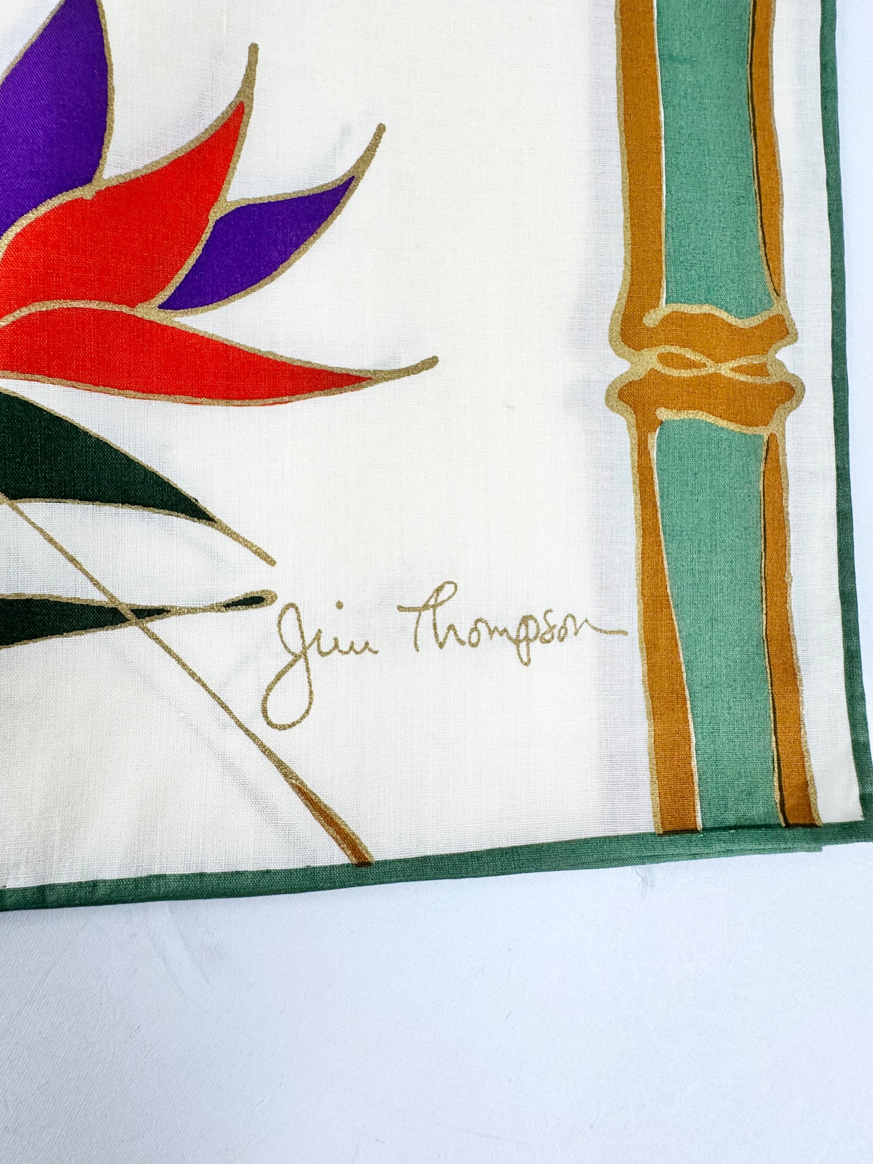 Jim Thompson Cream Bamboo Patterned Handkerchiefs
