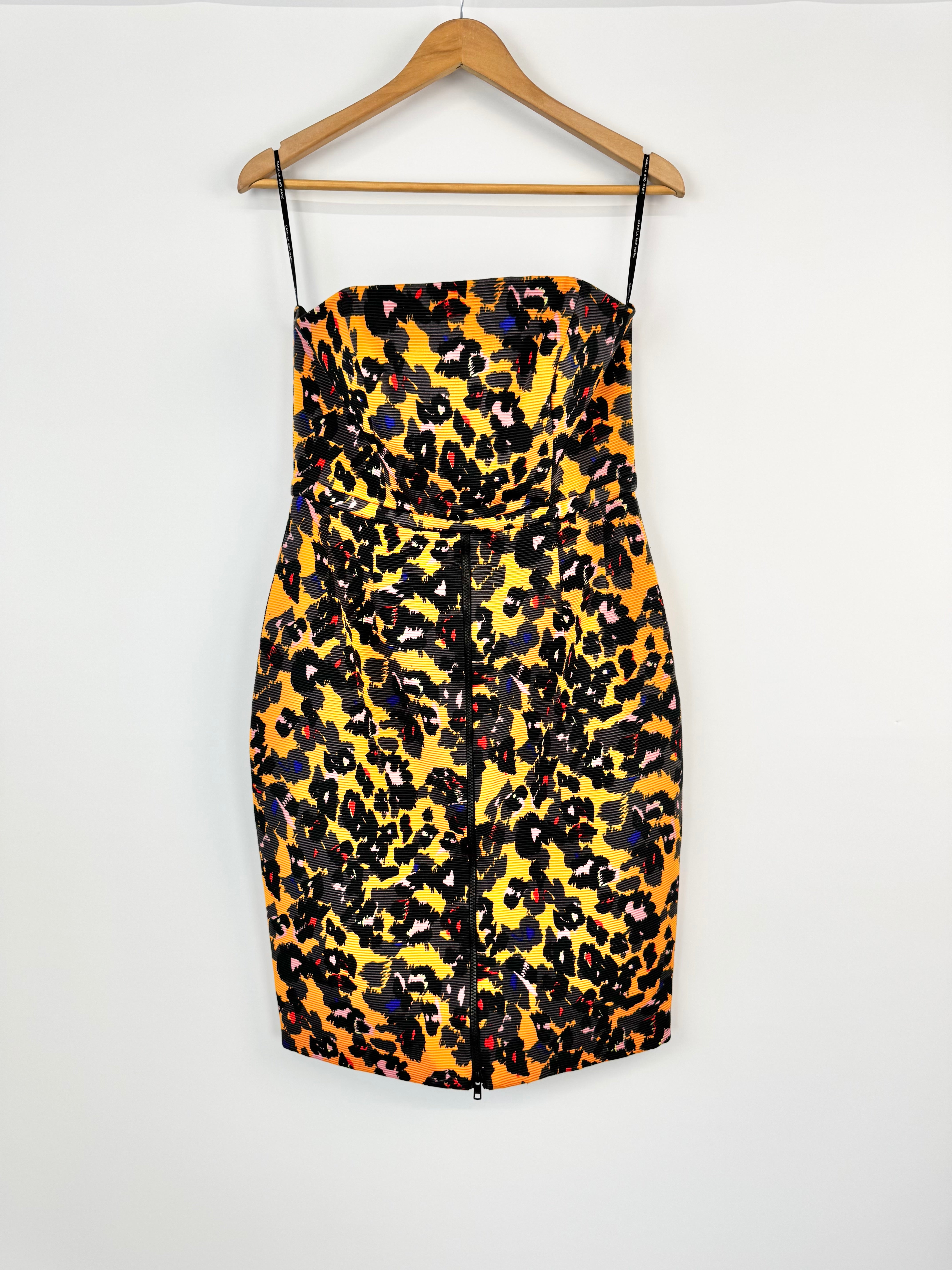 Camilla & Marc Strapless Leopard Print 'Merit' Patterned Midi Dress - AU10/12