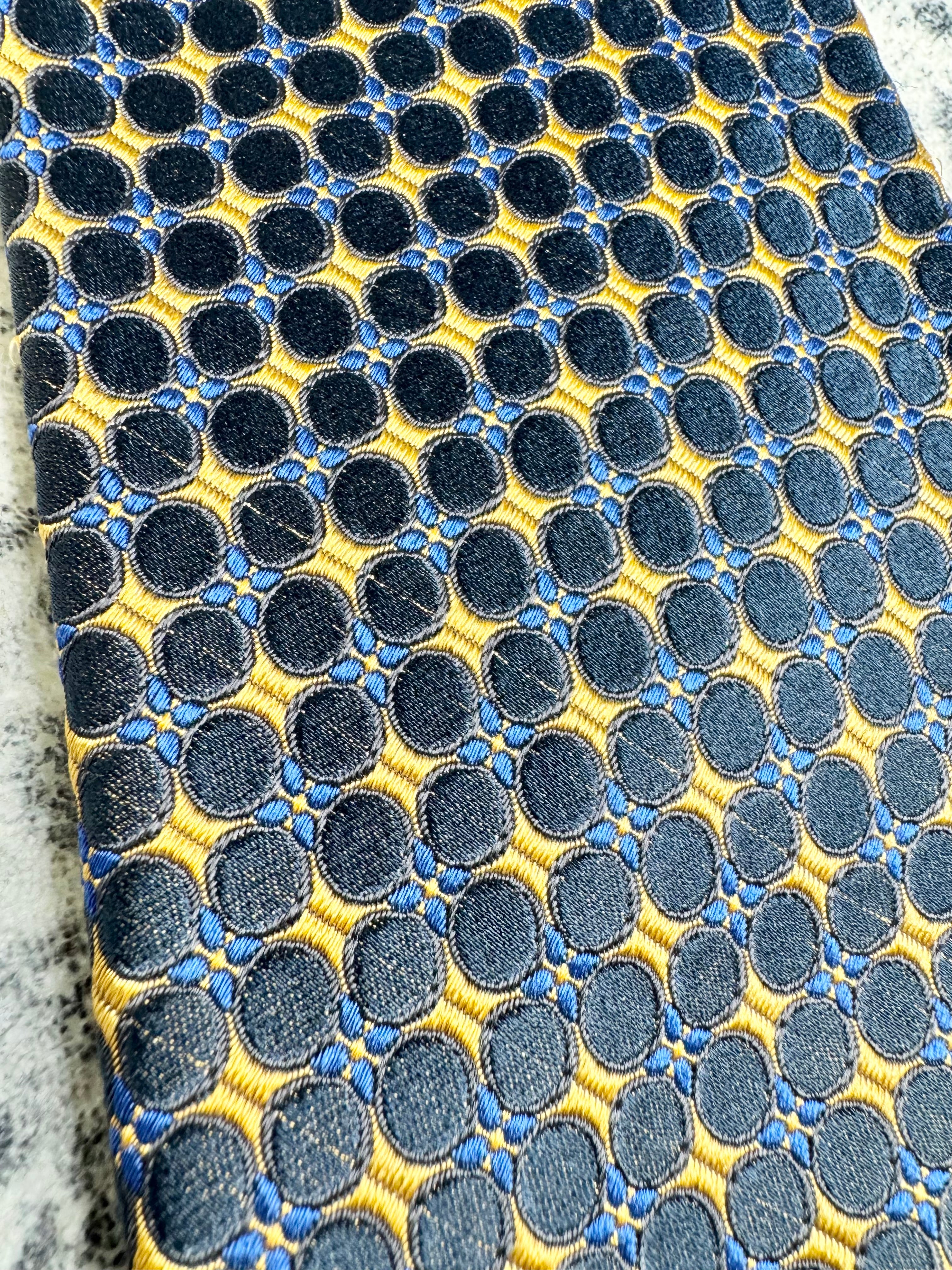 Valentino Blue, Navy & Gold Silk Tie