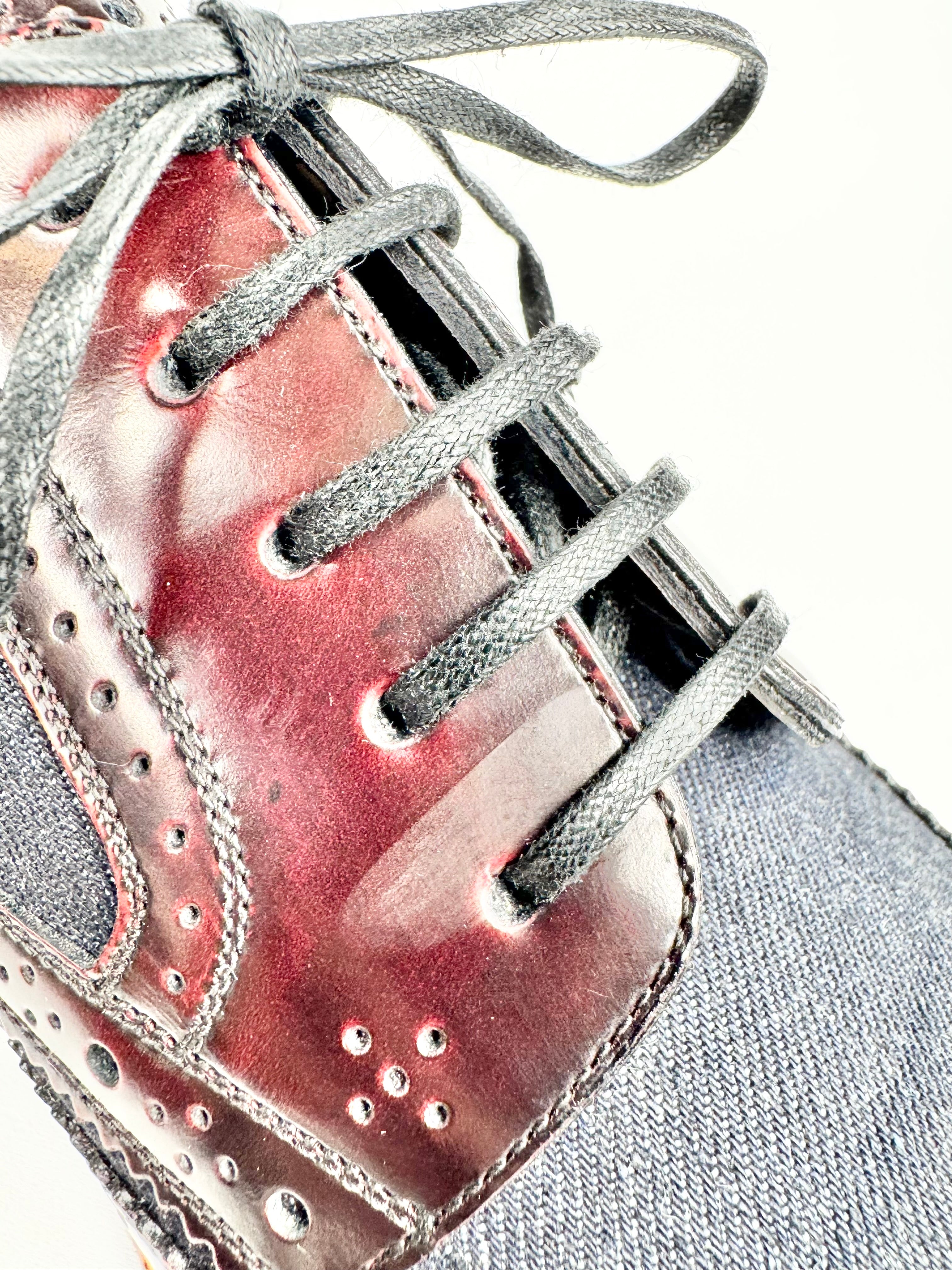 Louis Vuitton 'Voltaire' Denim & Burgundy Leather Derby Shoes - EU43