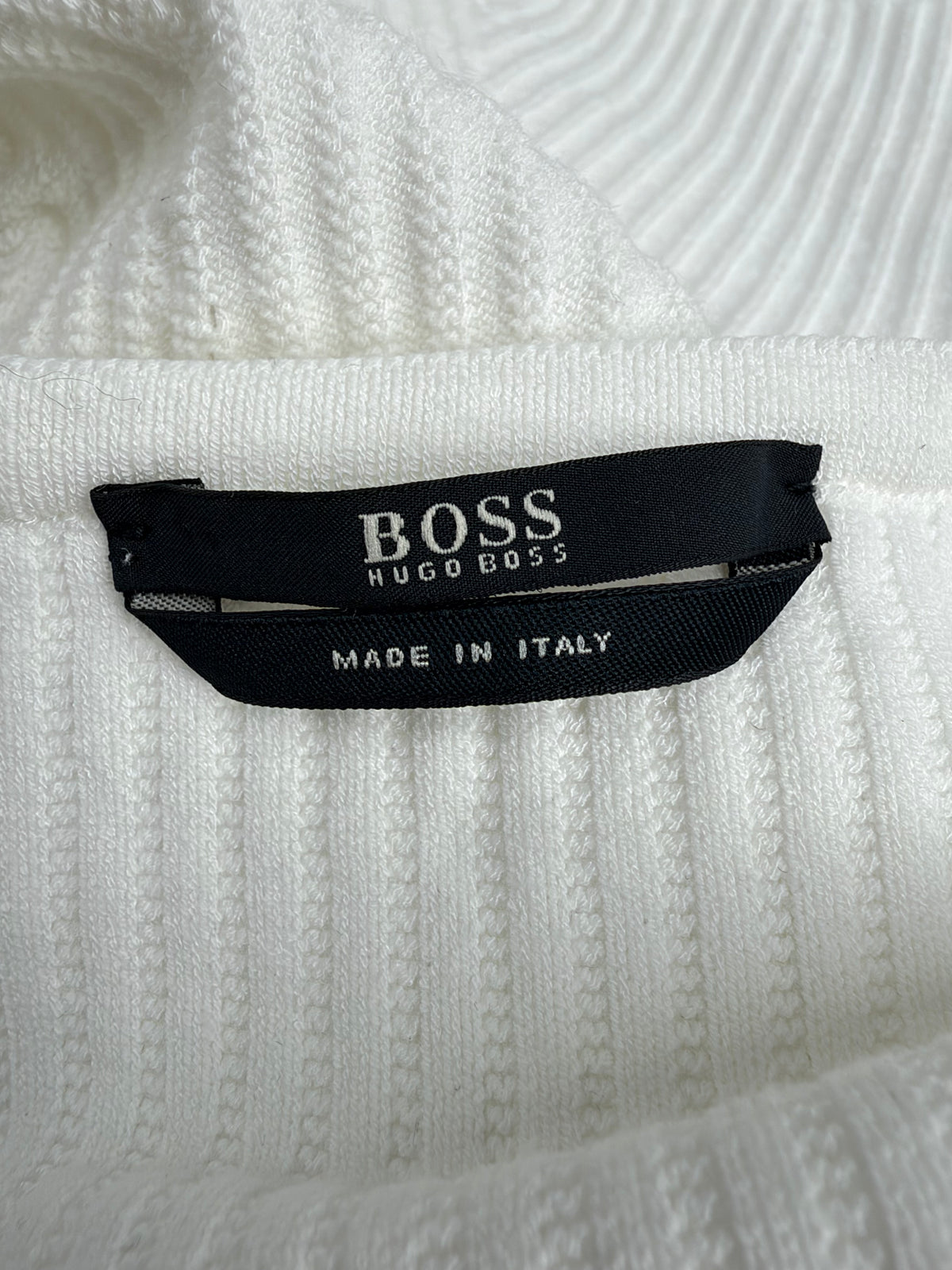 Boss by Hugo Boss White Rib Knit Fitted Top - AU8