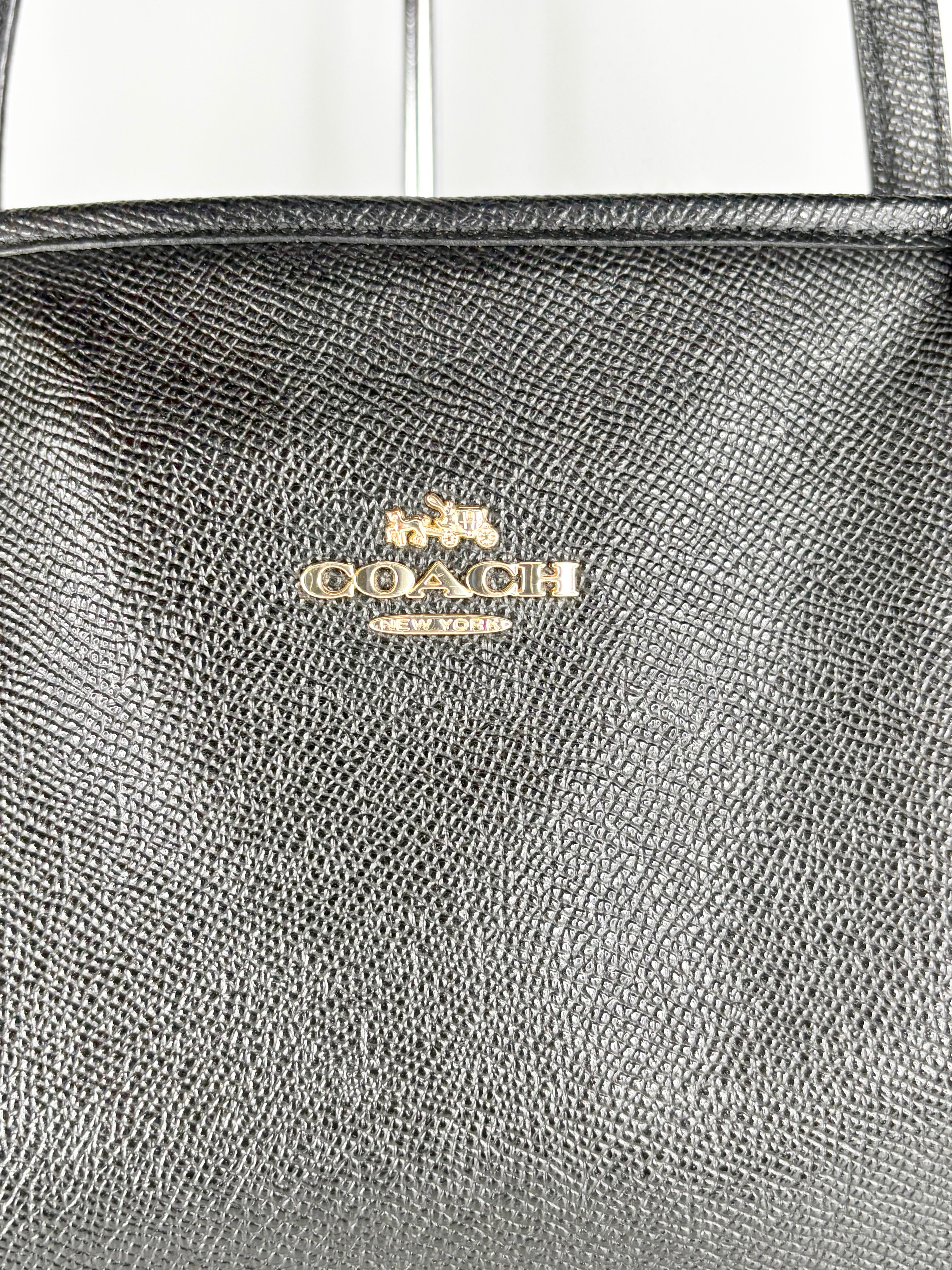 Coach Black Cross-Grained Leather City Tote Bag