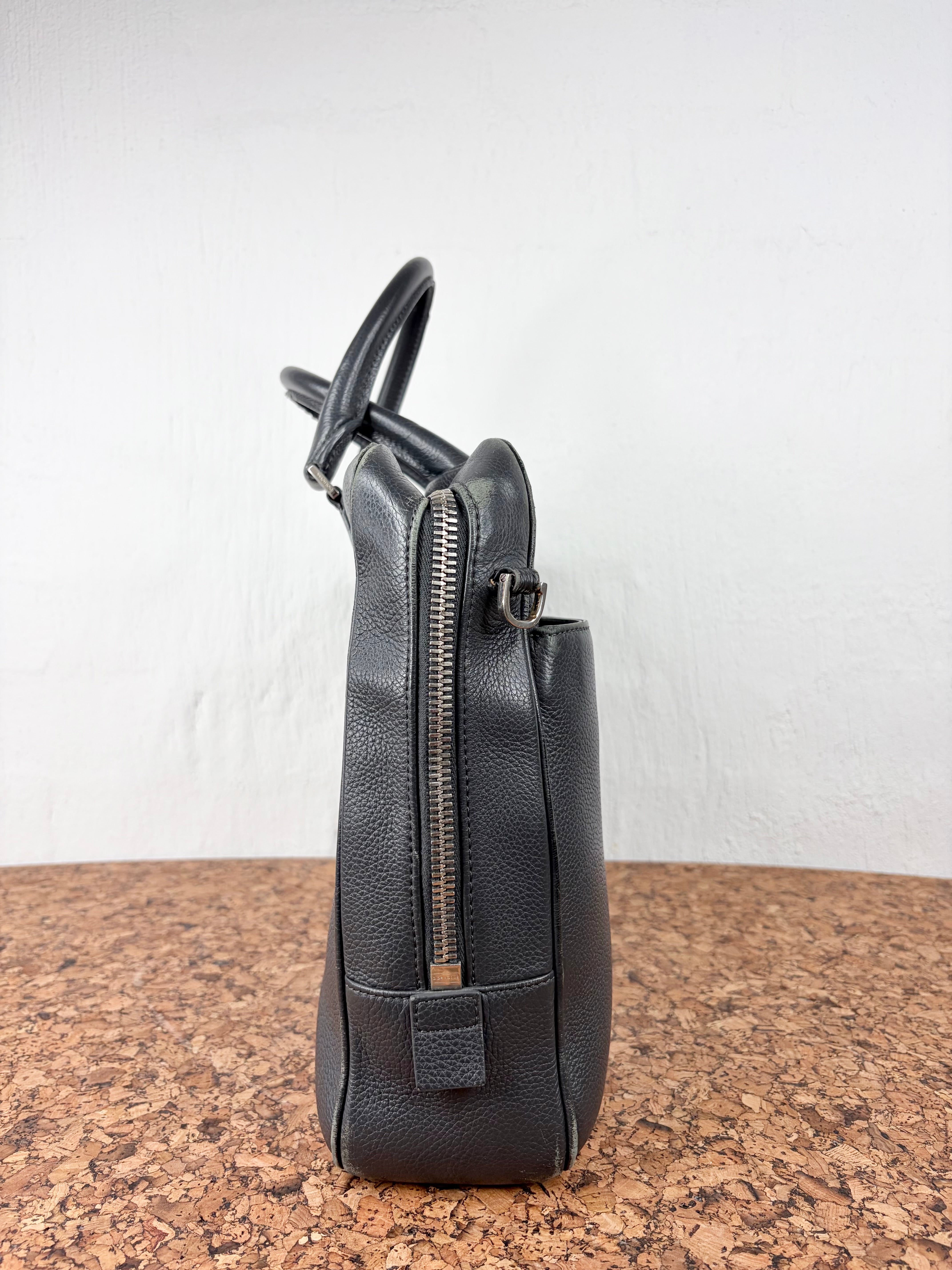 Vintage Christian Dior Homme Ash Grey Grained Leather Briefcase
