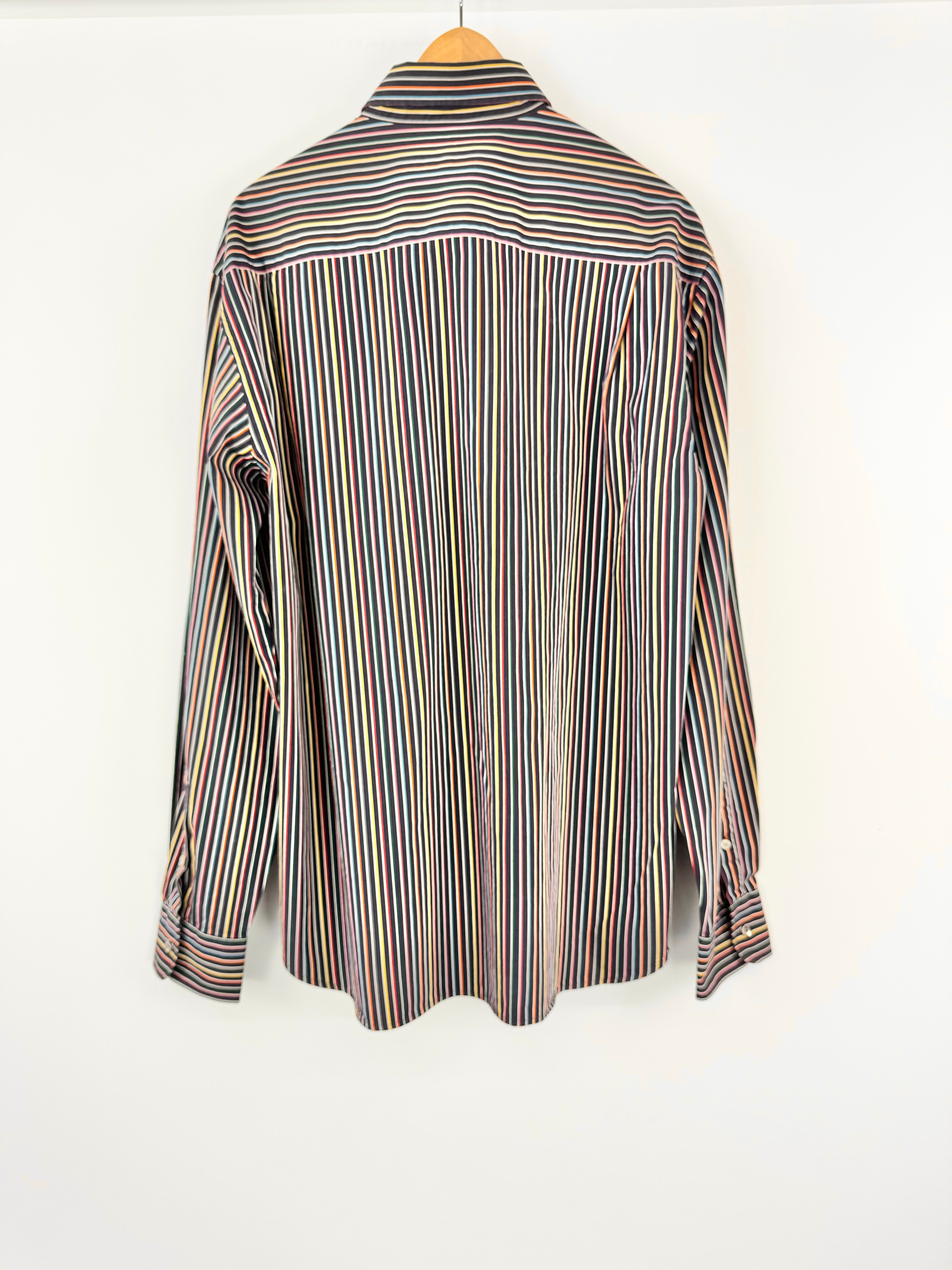Paul & Shark Navy Rainbow Stripe Cotton Shirt - 43
