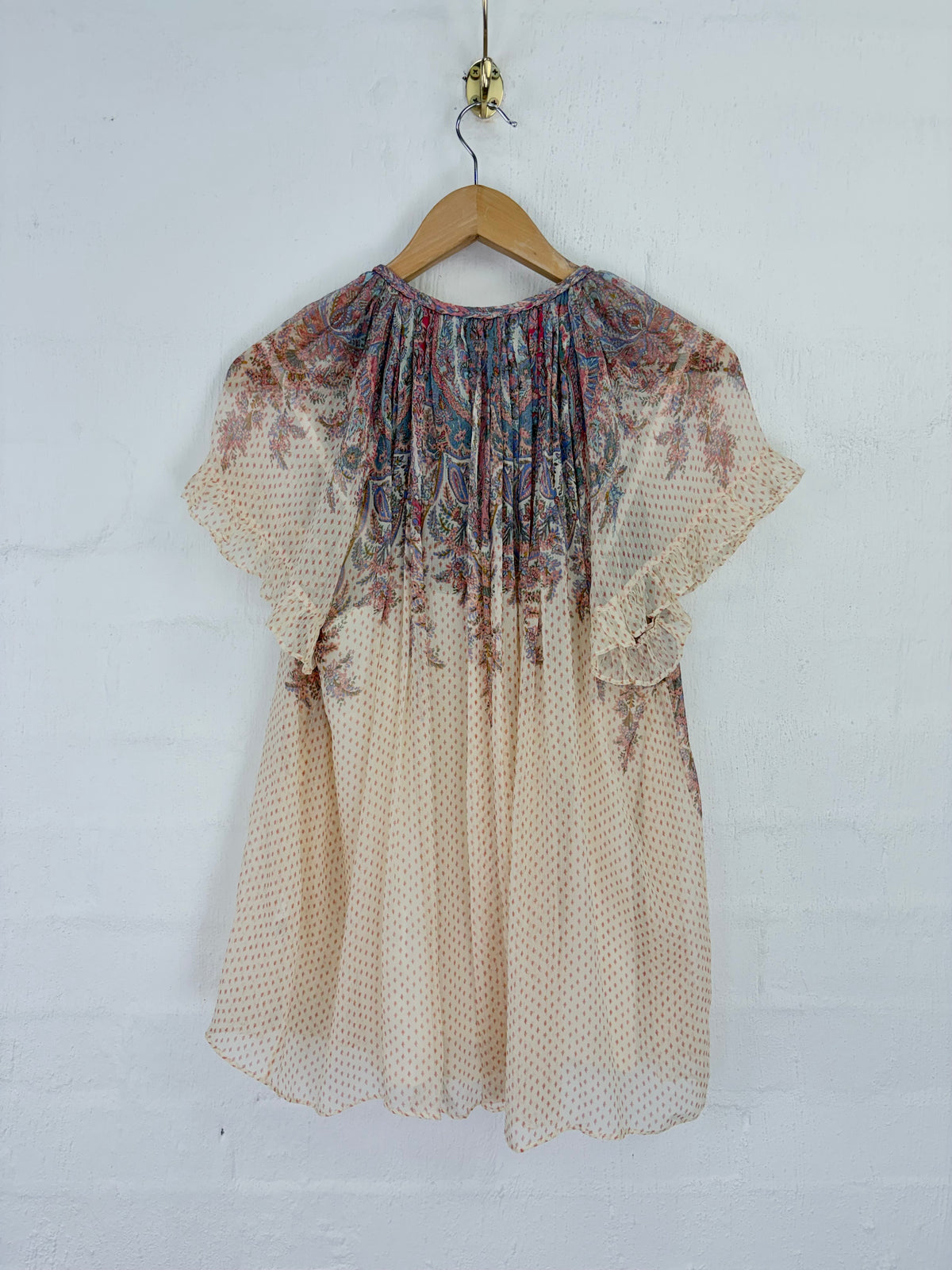 Zimmermann Peach Paisley Pattern Silk Floral Blouse - AU8/10
