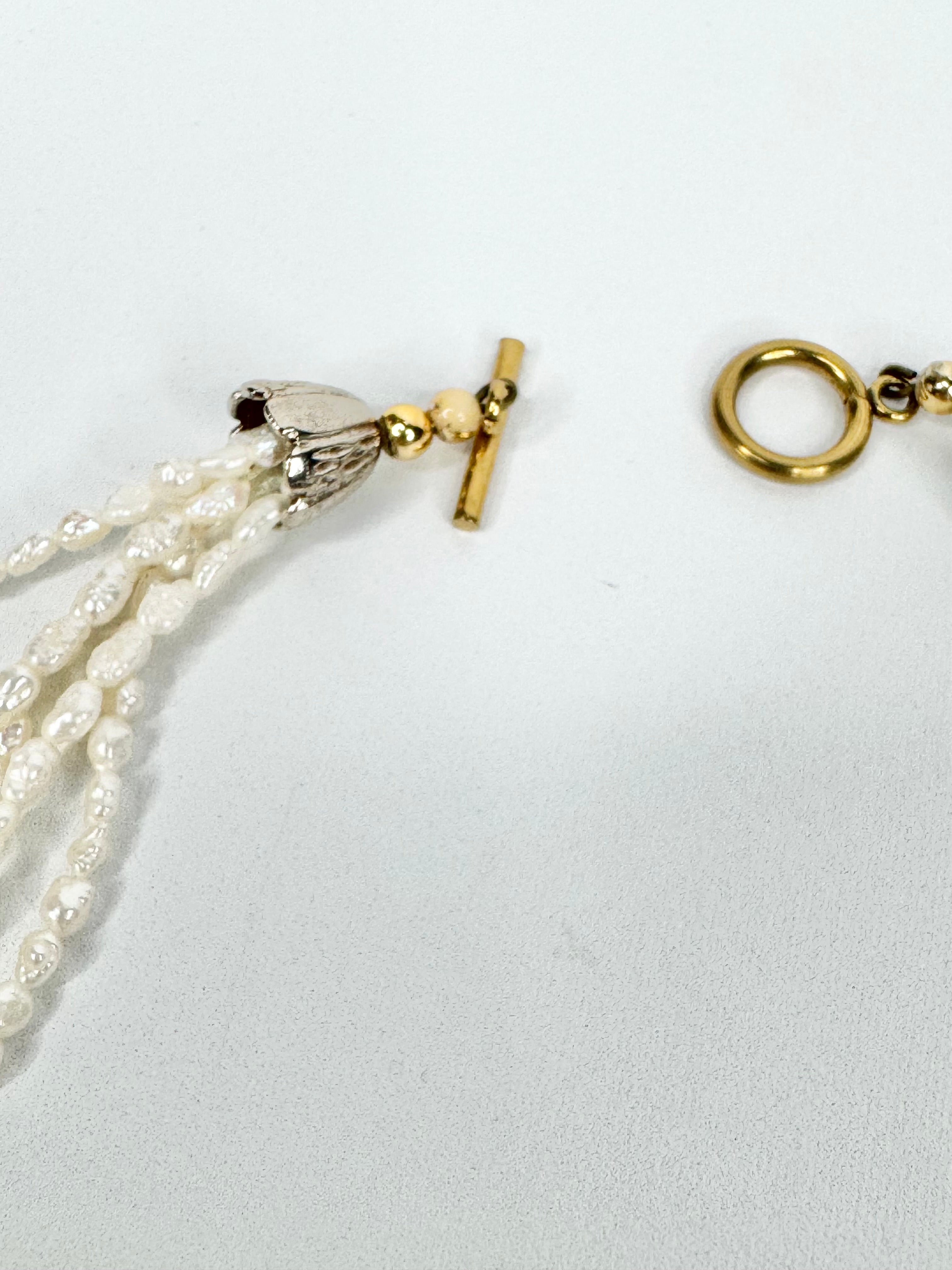 Vintage 5 Strand Freshwater Seed Pearl Necklace
