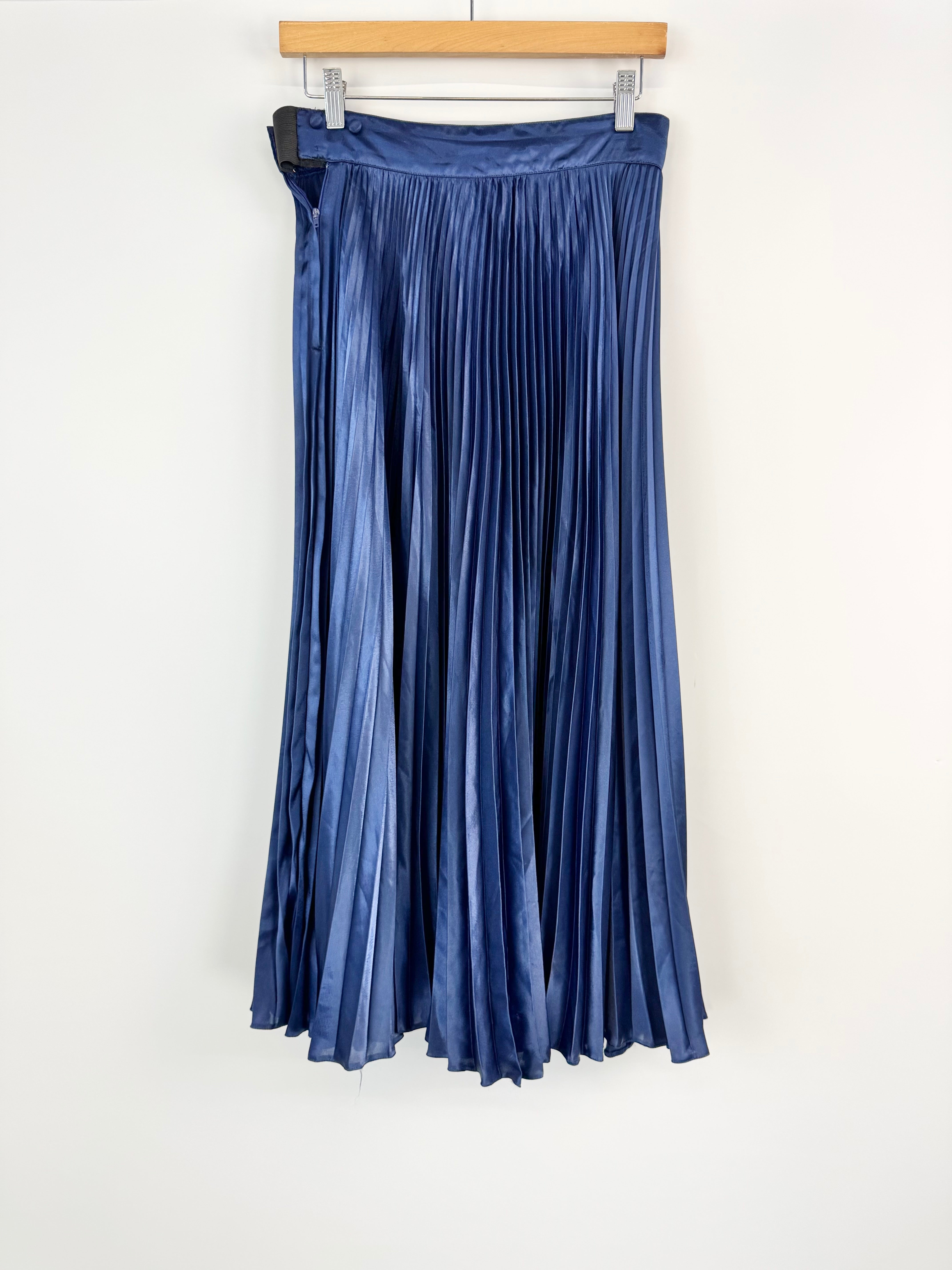 Mr Simon Midnight Blue Satin Pleated Skirt - AU10