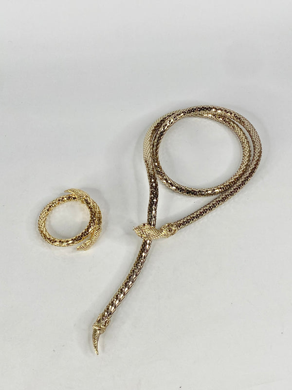 Vintage Whiting & David Gold Snake Costume Jewellery Set