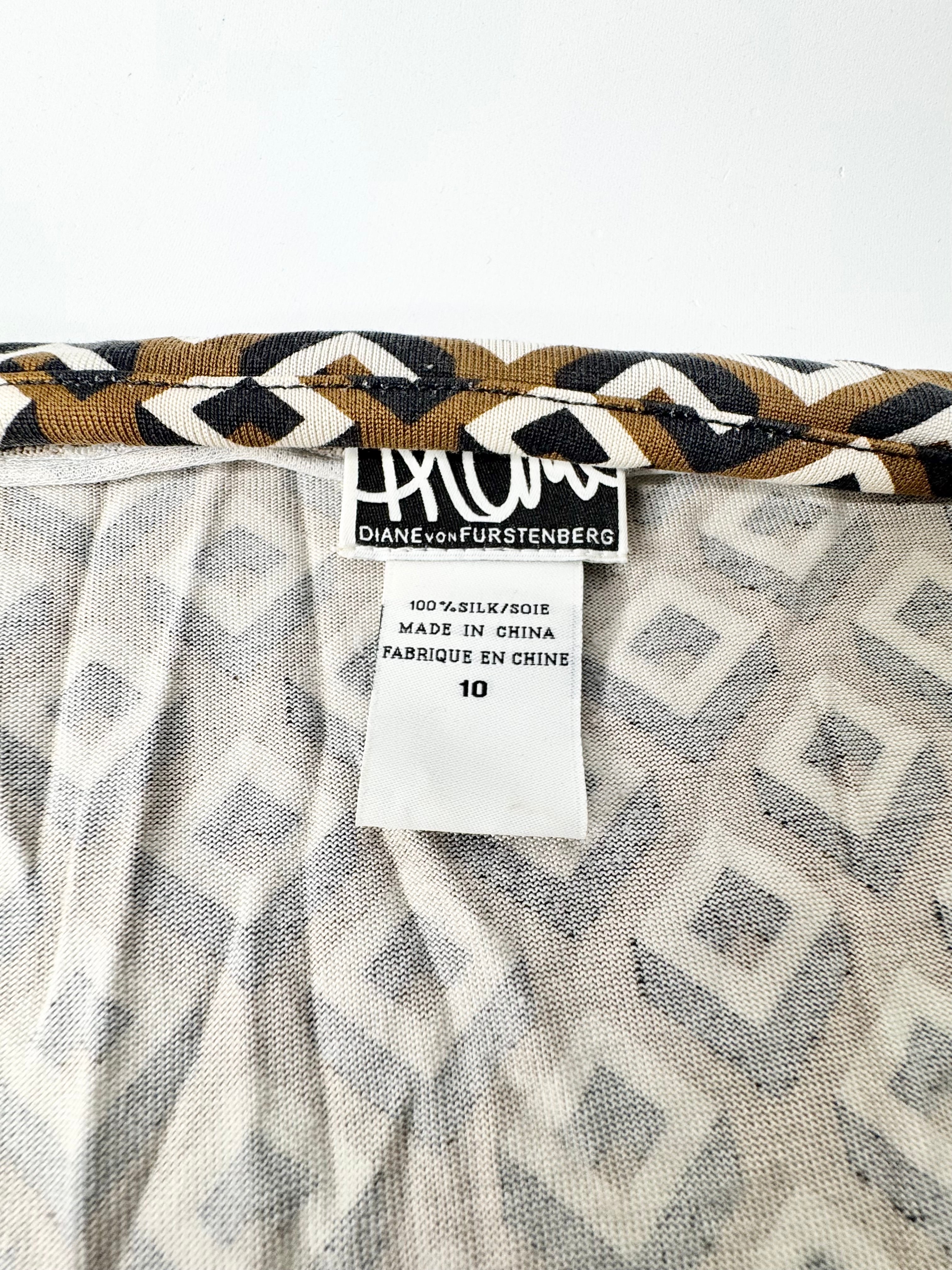 Diane von Furstenbeg Cubist Print Silk Jersey Dress - AU10/12