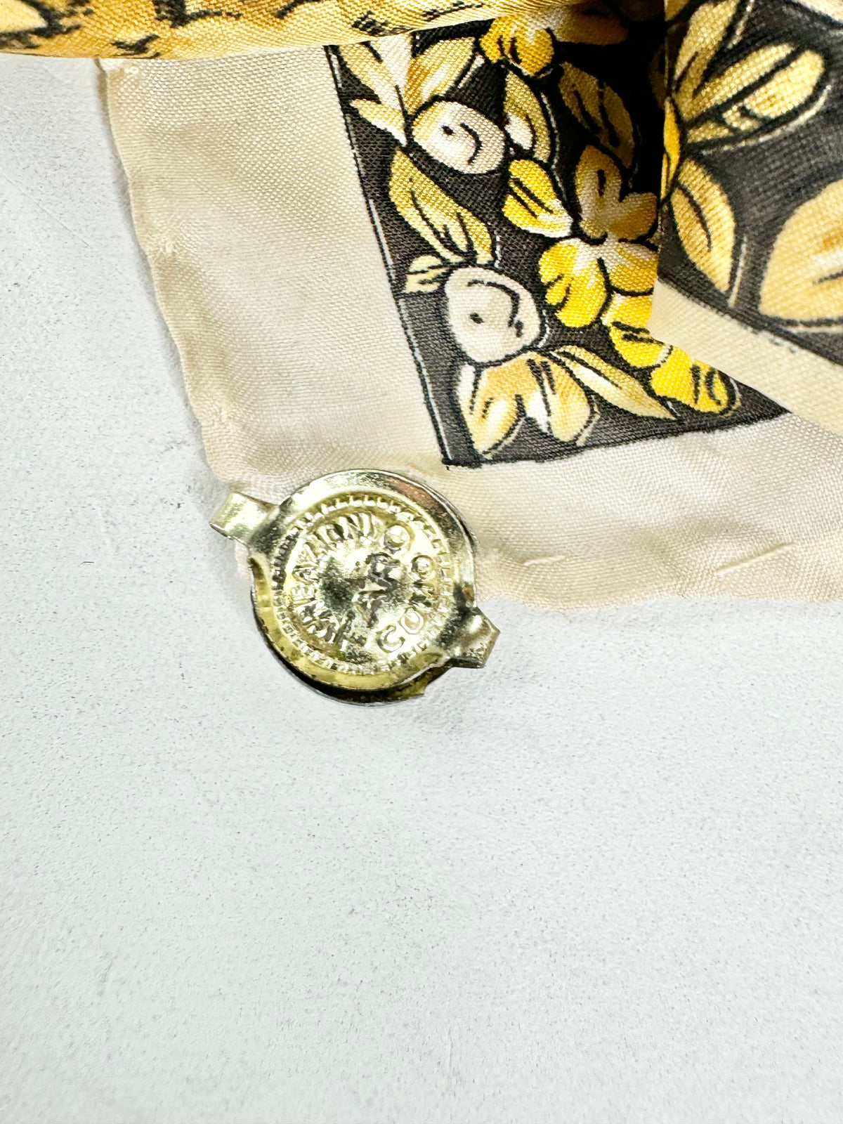 Vintage Pure Silk Black & Yellow Scarf