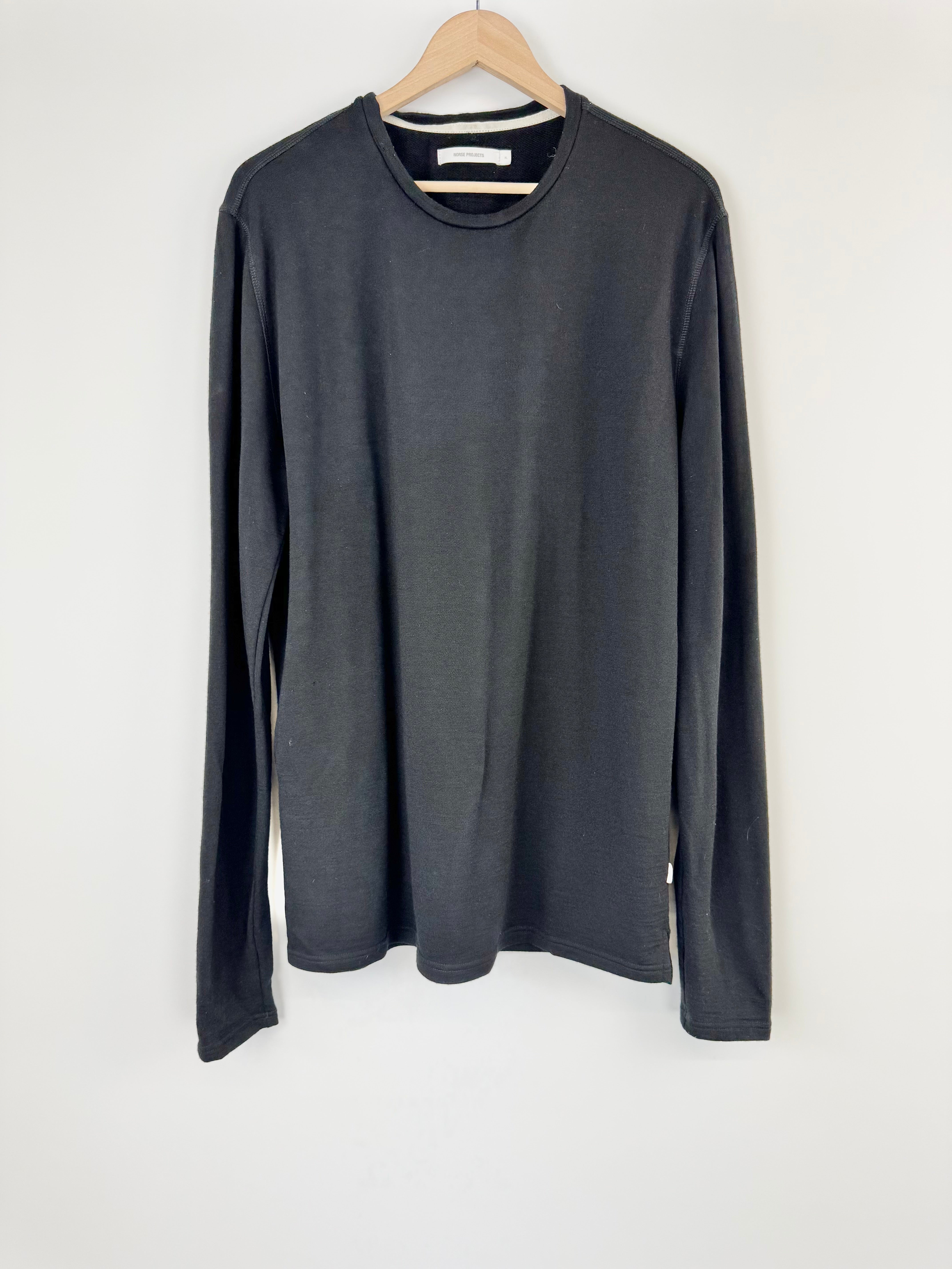 Norse Projects Black Merino Wool Long Sleeve Top - XL