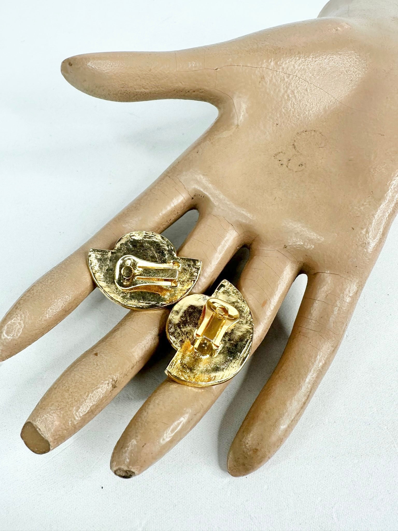 MFW Vintage Gold Toned Gem Clip On Earrings