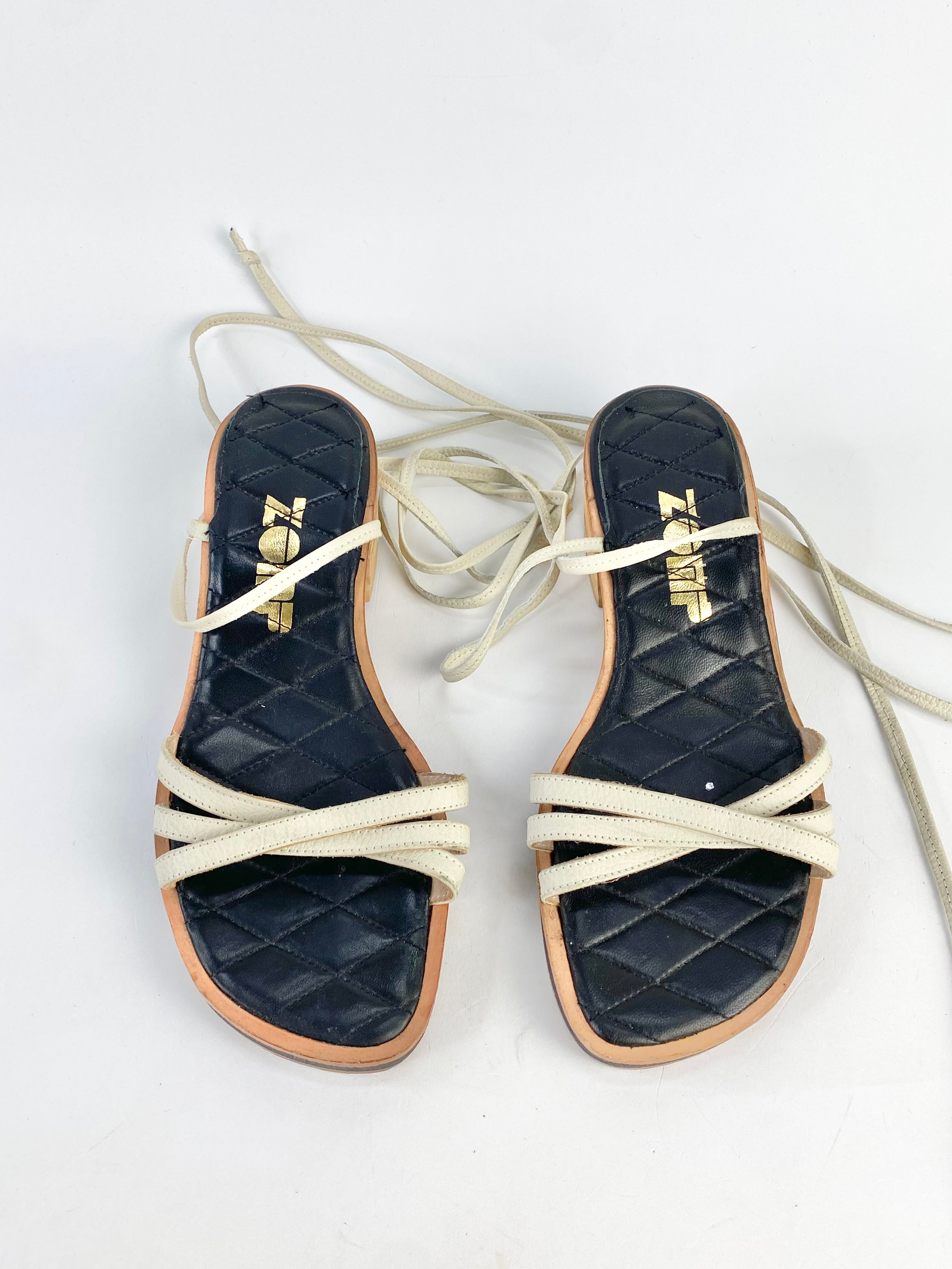 Zomp Off White Strap Sandals - 7