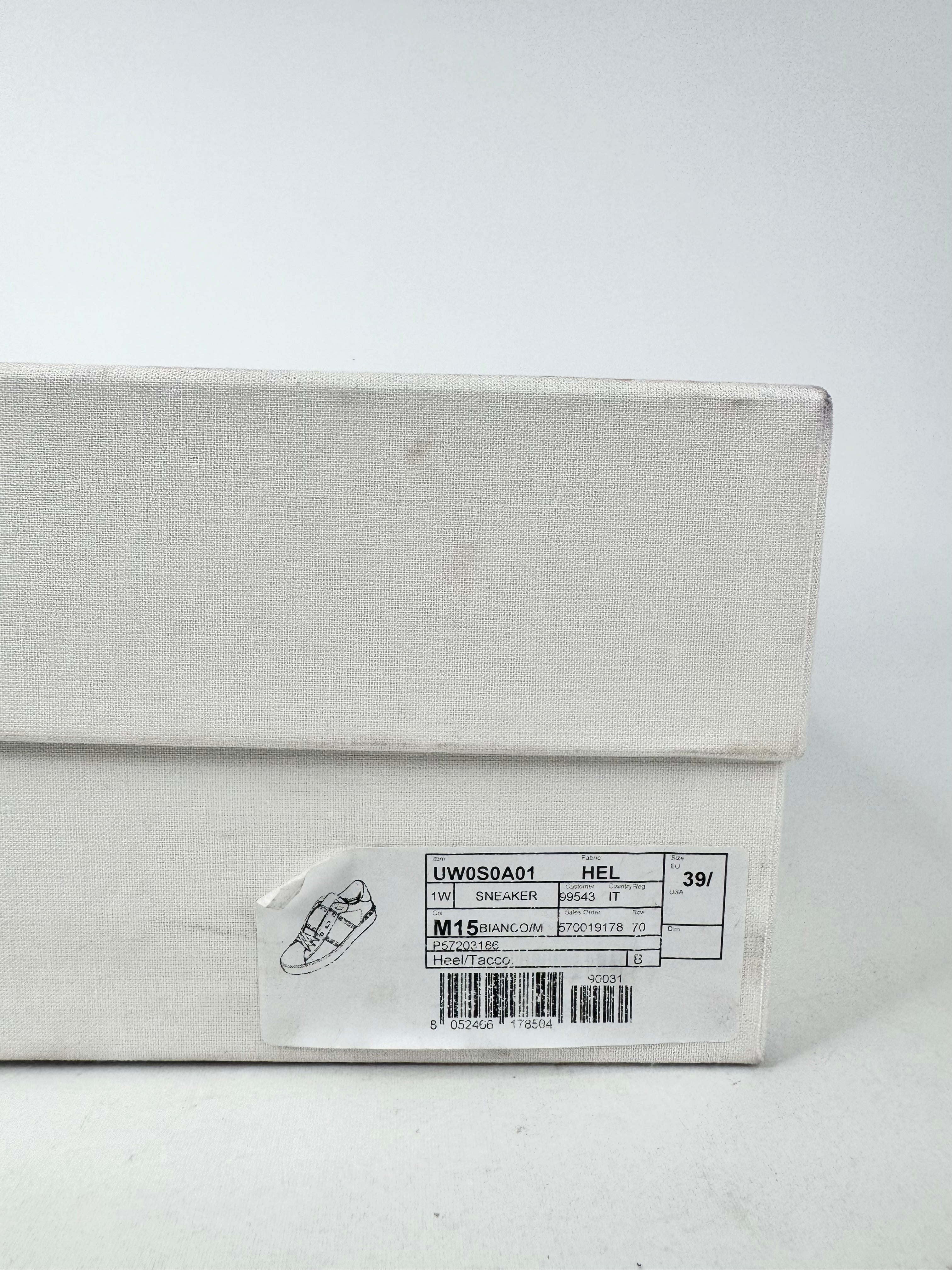 Valentino Gravani White & Metallic Blue ‘Untitled’ Rockstud Sneakers - EU39