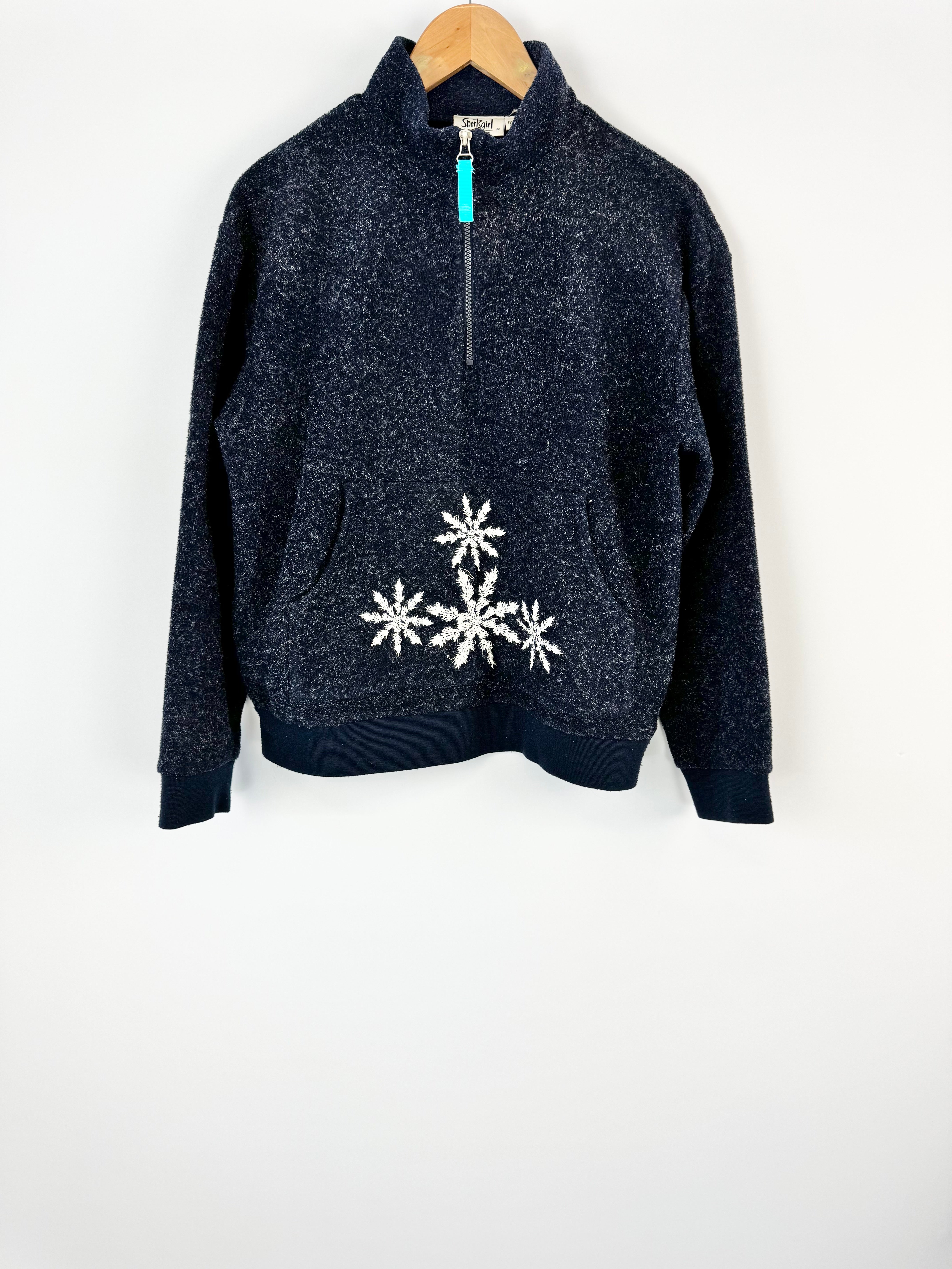 Vintage 90s Sportsgirl Blue Snowflake Pattern Polar Fleece - AU8/10